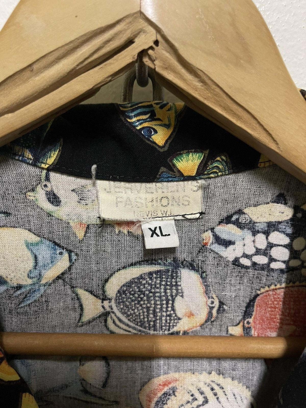 Vintage Jerverens Rare Full Print Fish Open Collar Shirt Size US XL / EU 56 / 4 - 9 Thumbnail
