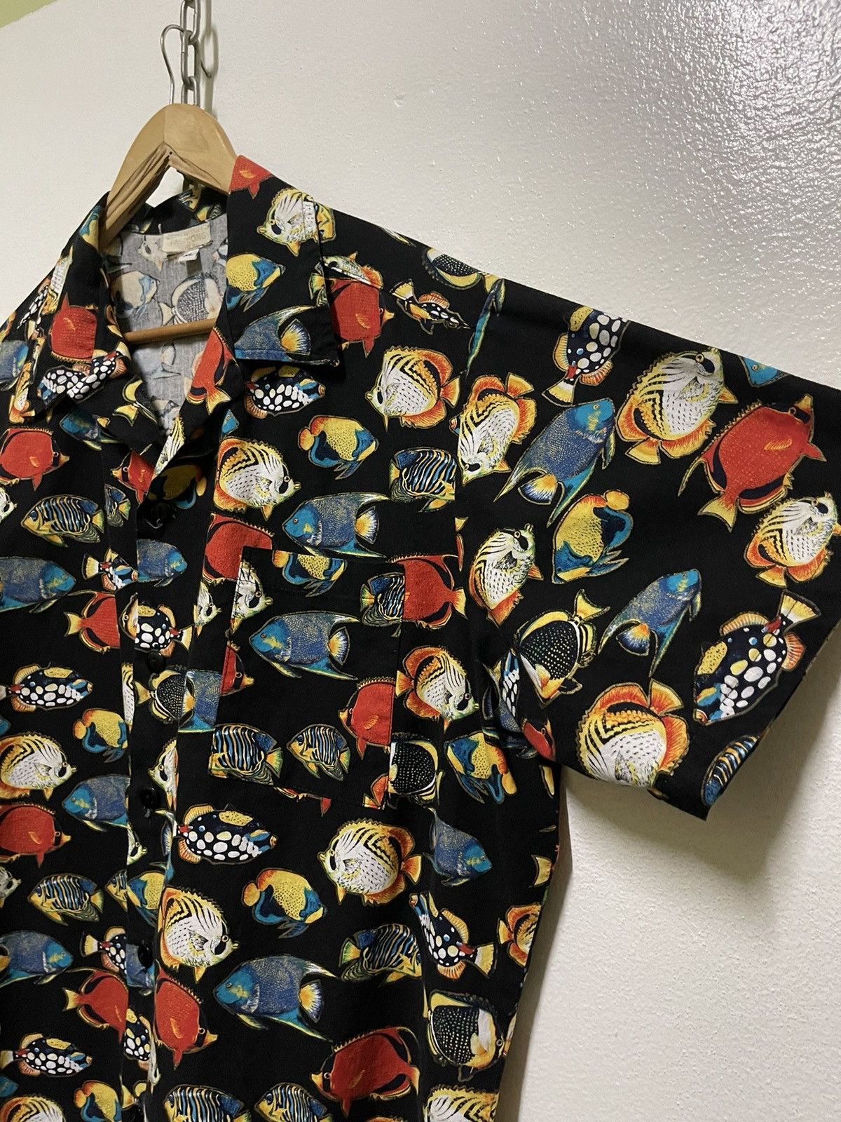 Vintage Jerverens Rare Full Print Fish Open Collar Shirt Size US XL / EU 56 / 4 - 5 Thumbnail
