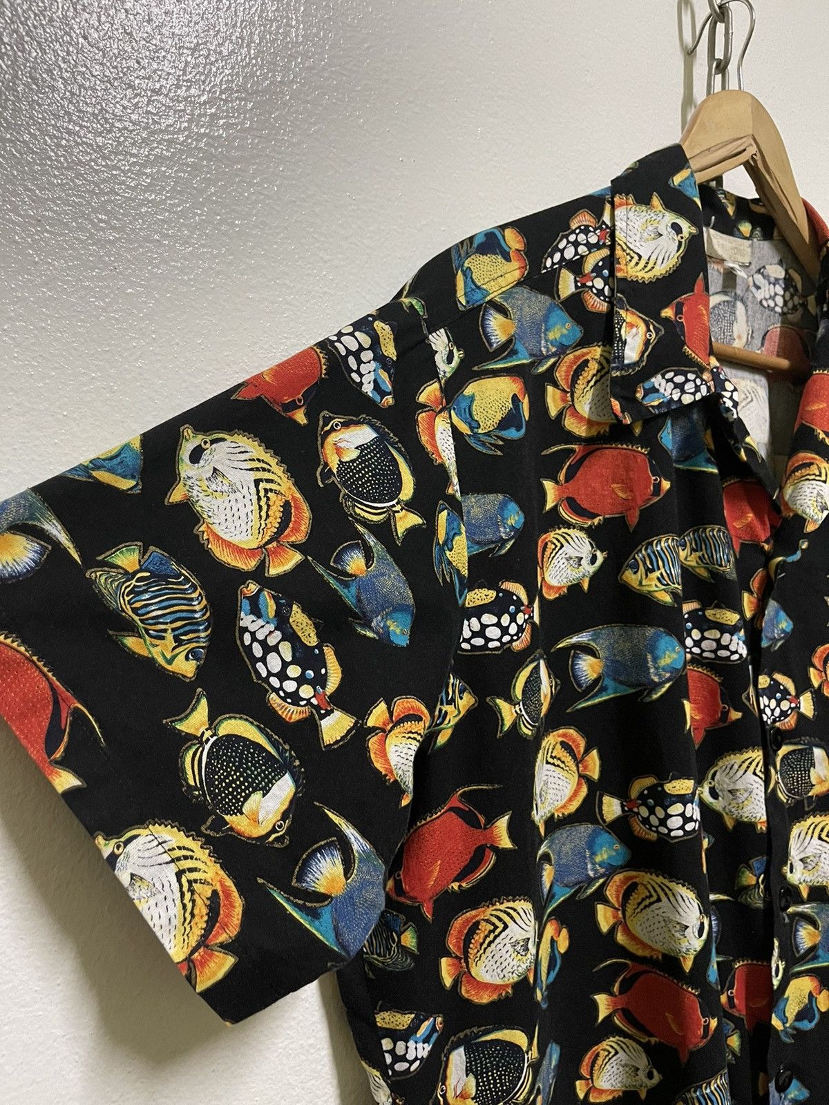 Vintage Jerverens Rare Full Print Fish Open Collar Shirt Size US XL / EU 56 / 4 - 2 Thumbnail