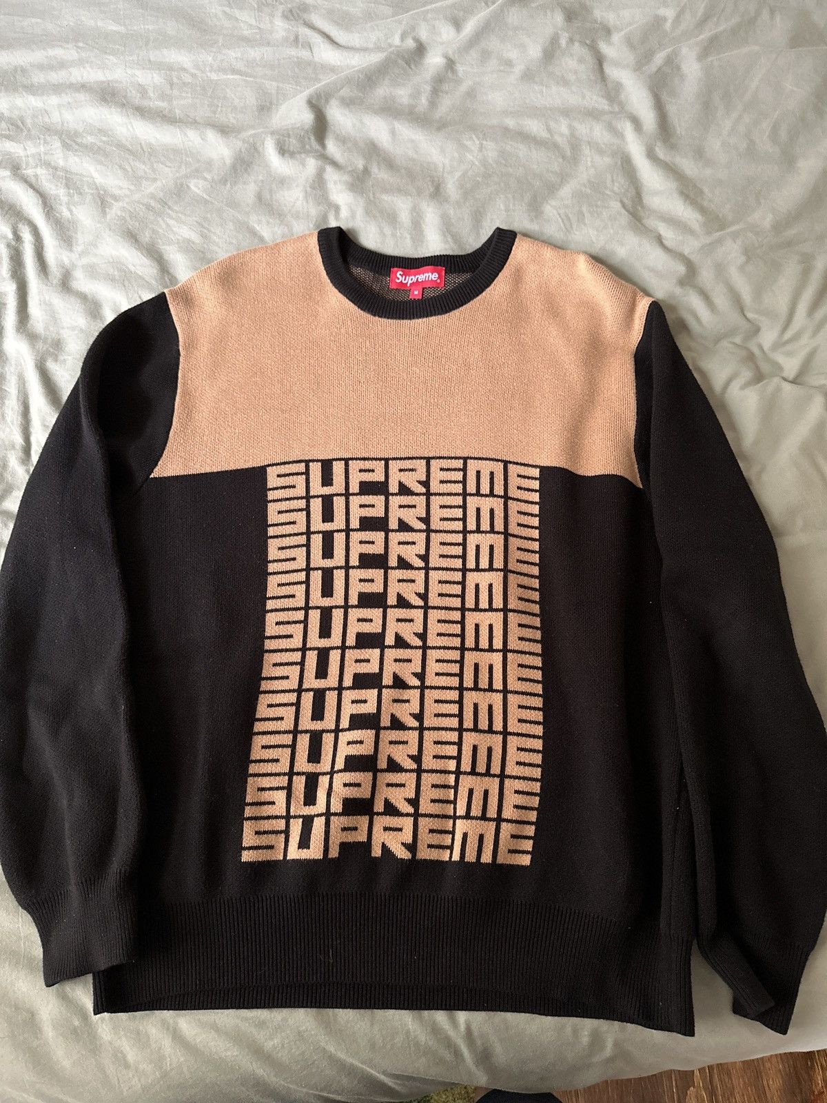Supreme Logo Repeat Sweater | Grailed