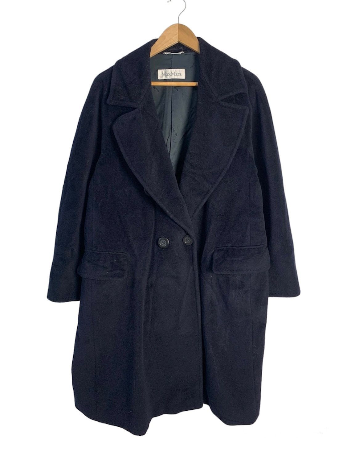 image of Iconic Max Mara Teddy Bear Wool Coat in Blue Black, Women's (Size Small)