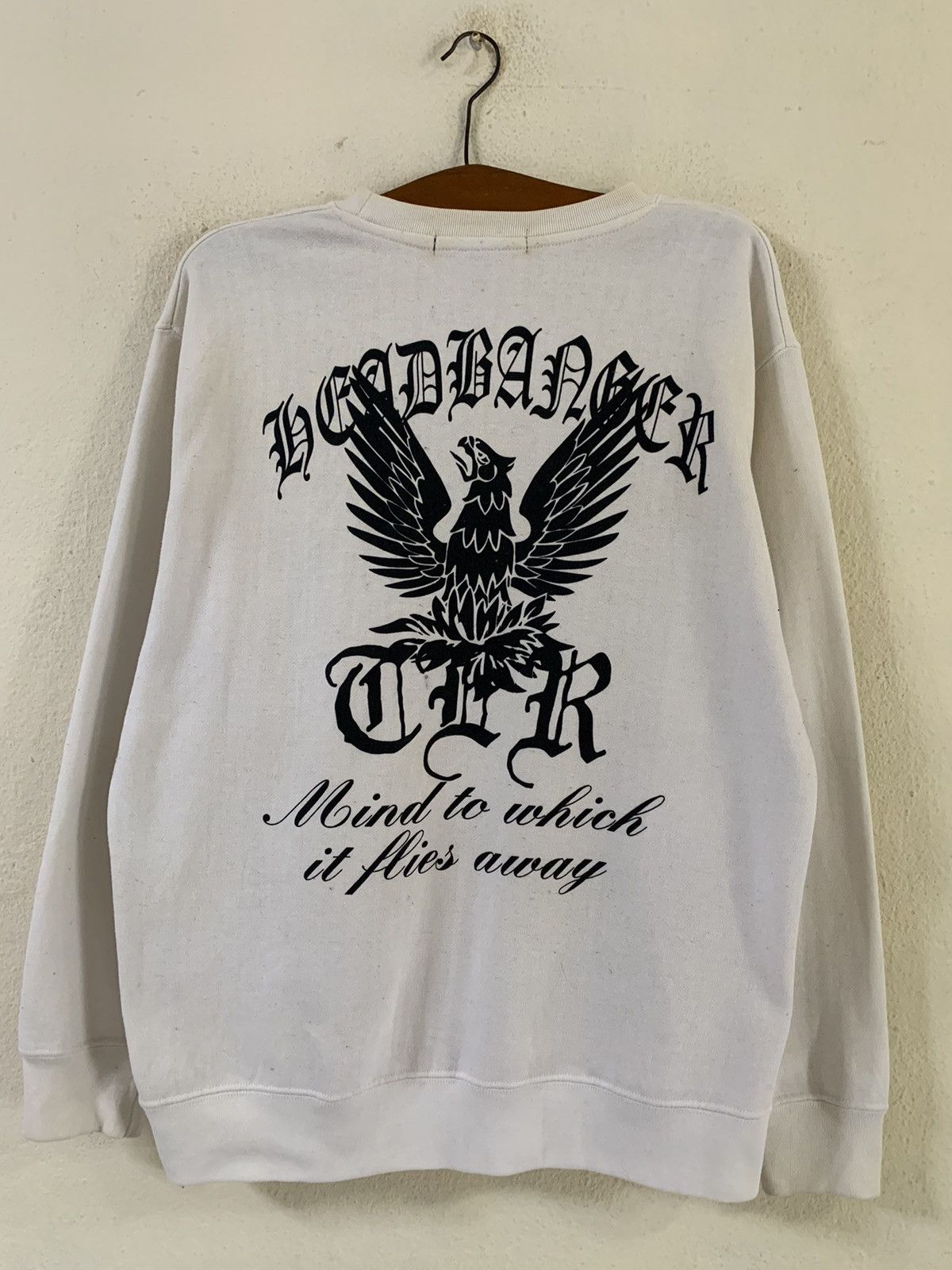 image of Craps Head Banger Hawk Sweatshirt in White, Men's (Size Large)