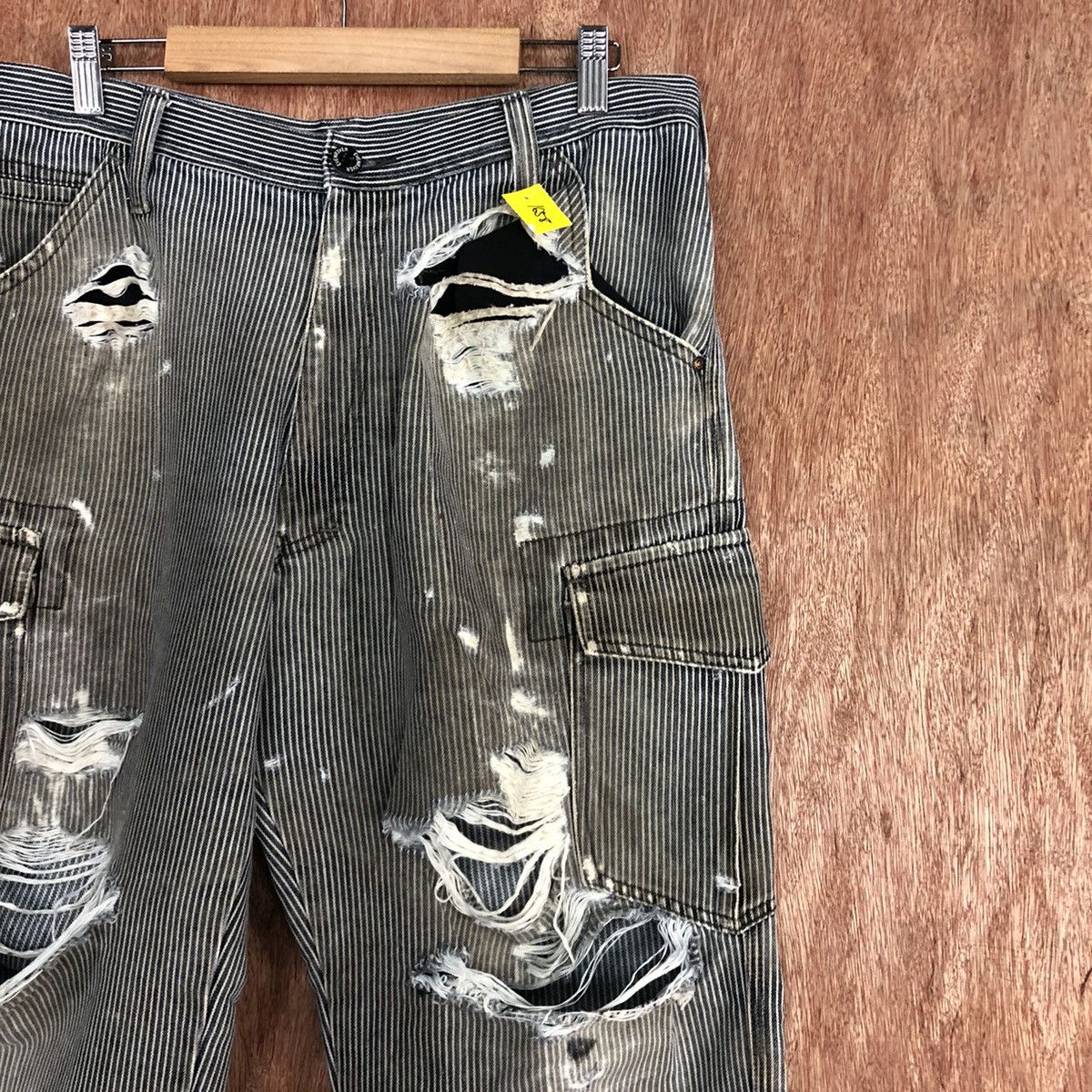Japanese Brand DLL Evenriver Distressed stripe thrased Cargo Pants #1658 Size US 32 / EU 48 - 5 Thumbnail