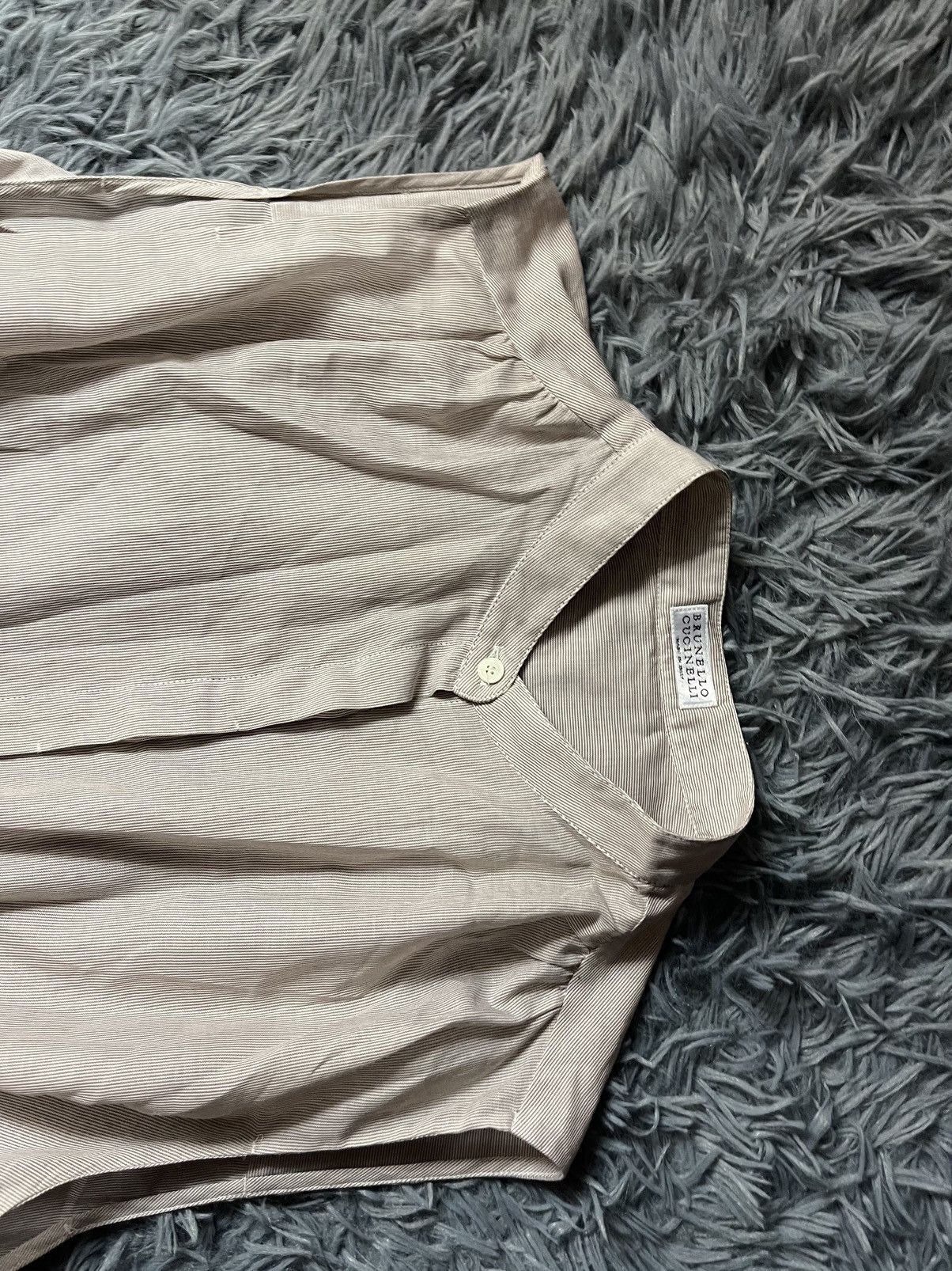 Brunello Cucinelli × Vintage Brunello Cucinelli minimalist striped shirt Size L / US 10 / IT 46 - 4 Thumbnail
