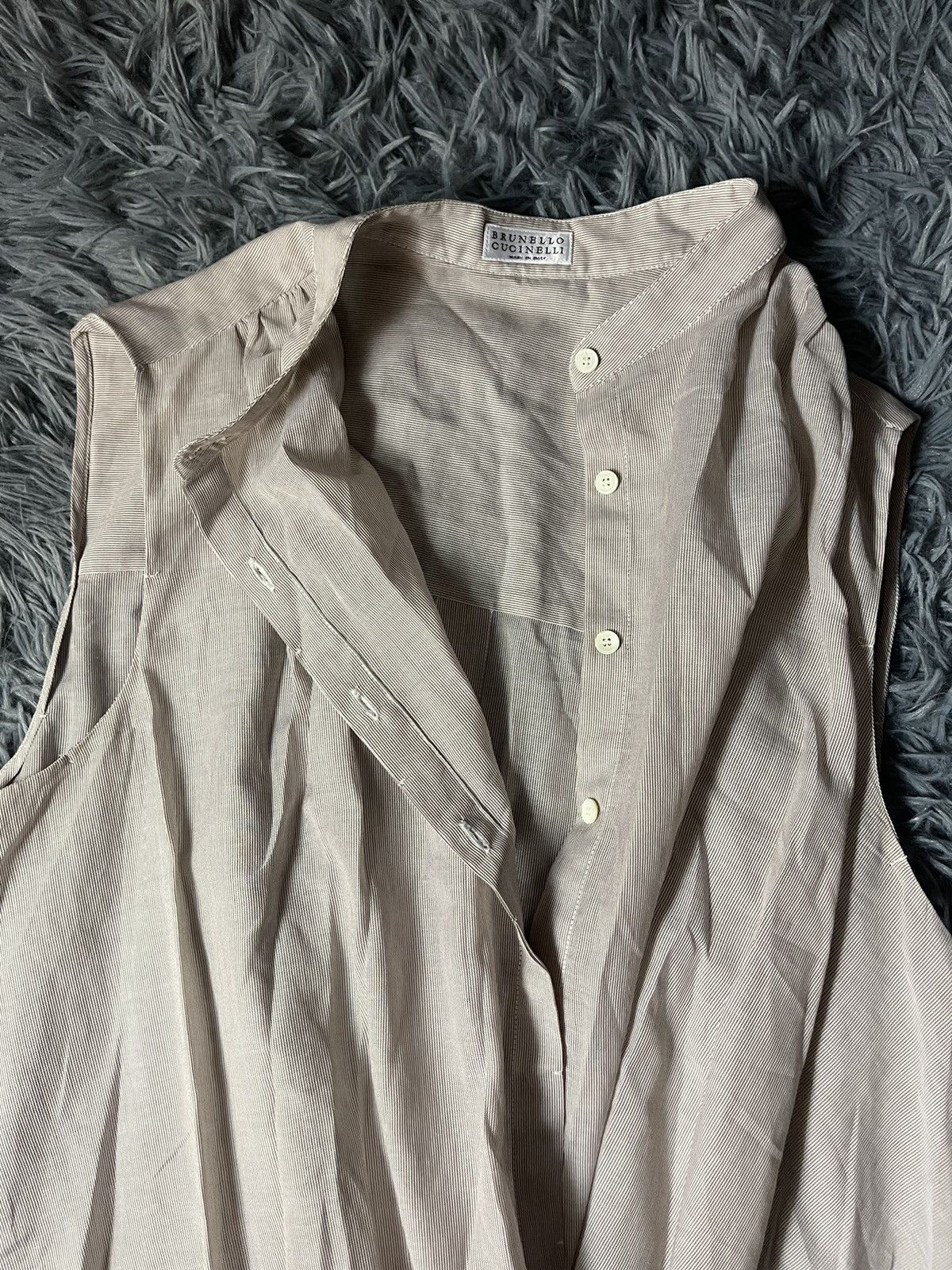 Brunello Cucinelli × Vintage Brunello Cucinelli minimalist striped shirt Size L / US 10 / IT 46 - 2 Thumbnail