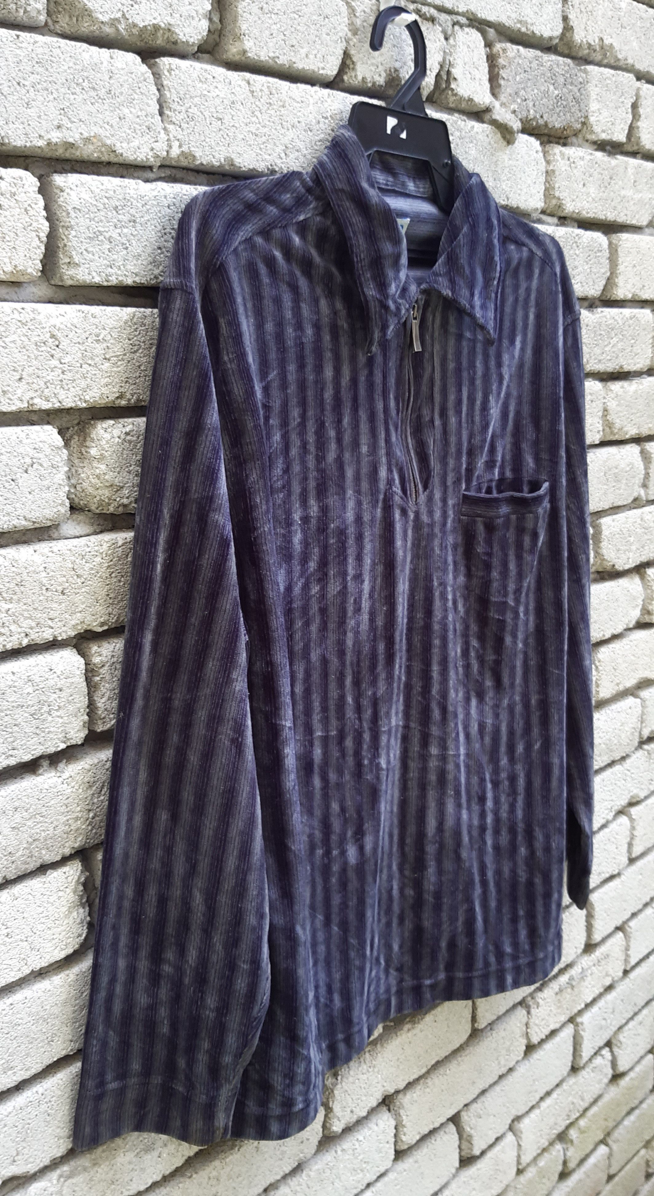 Kenzo Kenzo velvet half zipper long sleeves stripes shirt Size US L / EU 52-54 / 3 - 3 Thumbnail