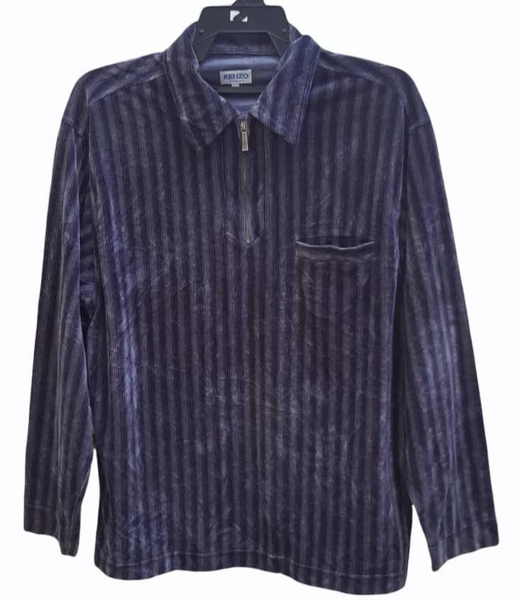 Kenzo Kenzo velvet half zipper long sleeves stripes shirt Size US L / EU 52-54 / 3 - 1 Thumbnail