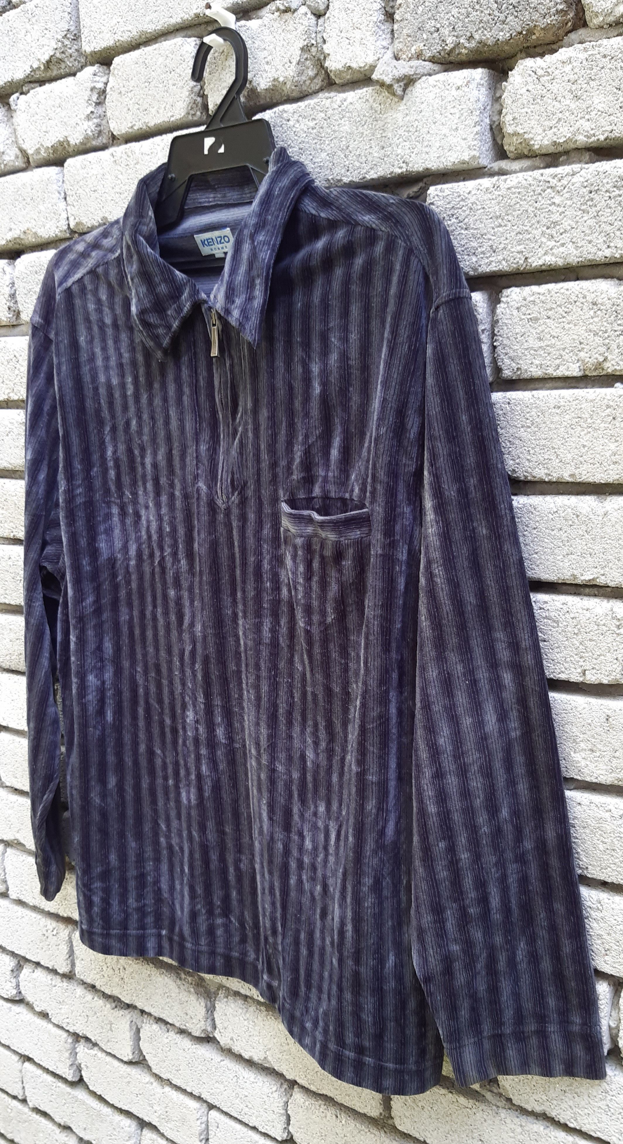Kenzo Kenzo velvet half zipper long sleeves stripes shirt Size US L / EU 52-54 / 3 - 4 Thumbnail