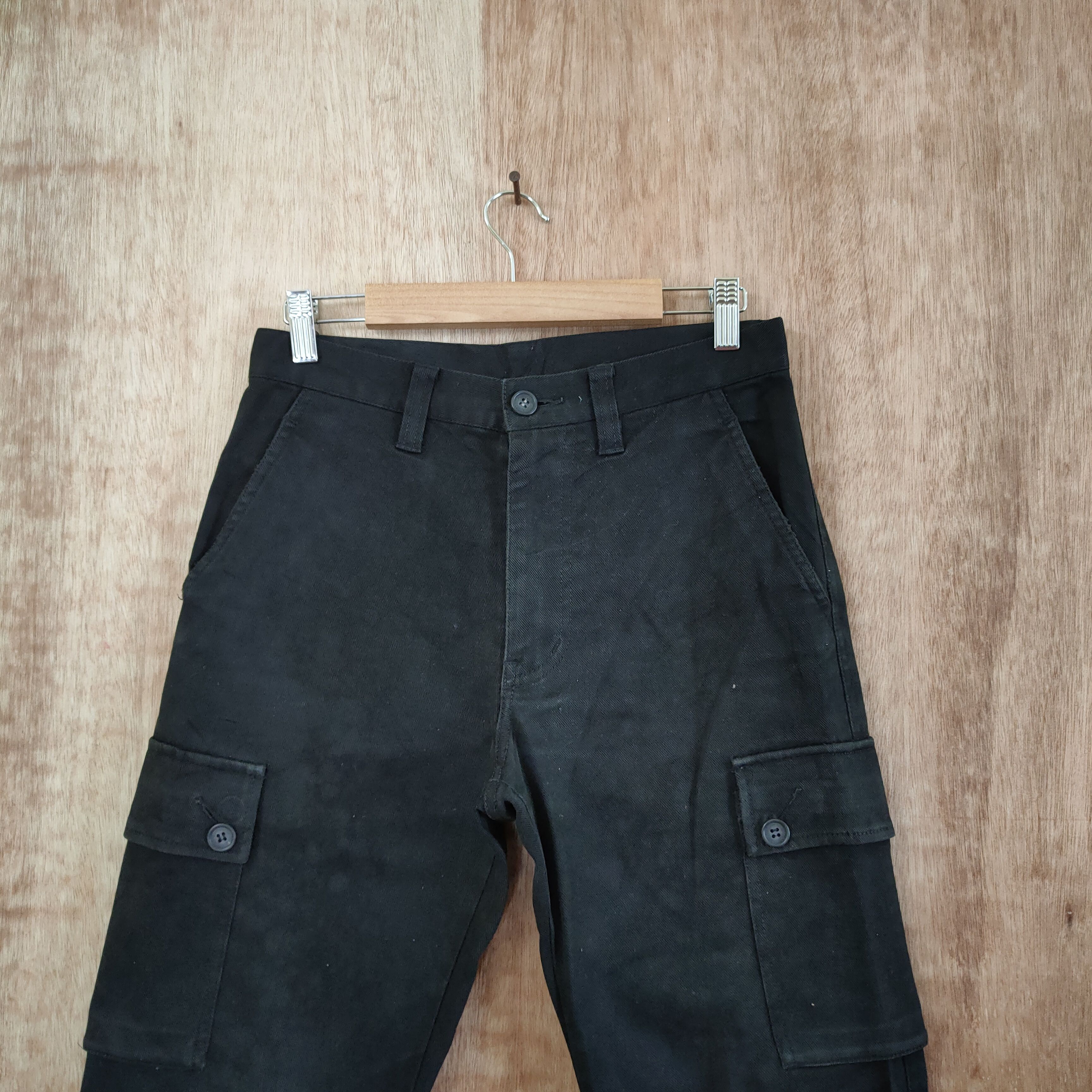 Japanese Brand DOMON FADED BLACK CARGO PANTS Size US 26 / EU 42 - 3 Thumbnail
