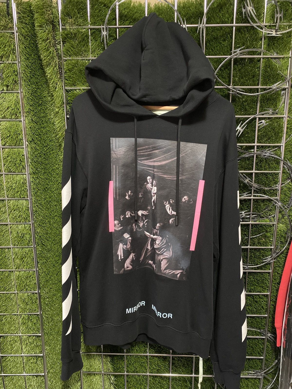 Off-White Off-White Caravaggio Black Pink Tape Hoodie Size US M / EU 48-50 / 2 - 1 Thumbnail