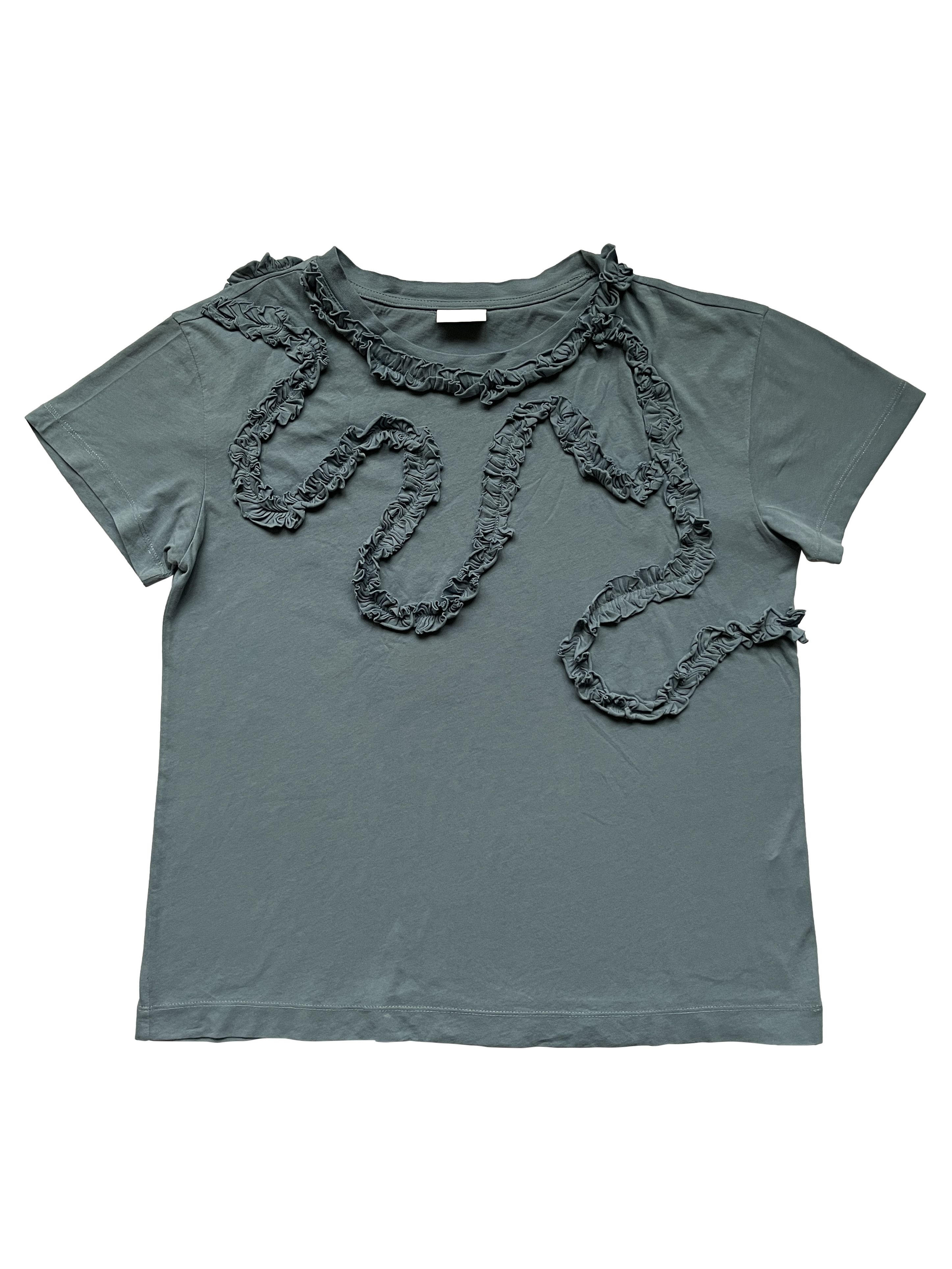 Dries Van Noten ⚡️QUICK SALE⚡️Dries Van Noten Blue T-Shirt with Ruffle Size XS / US 0-2 / IT 36-38 - 1 Thumbnail