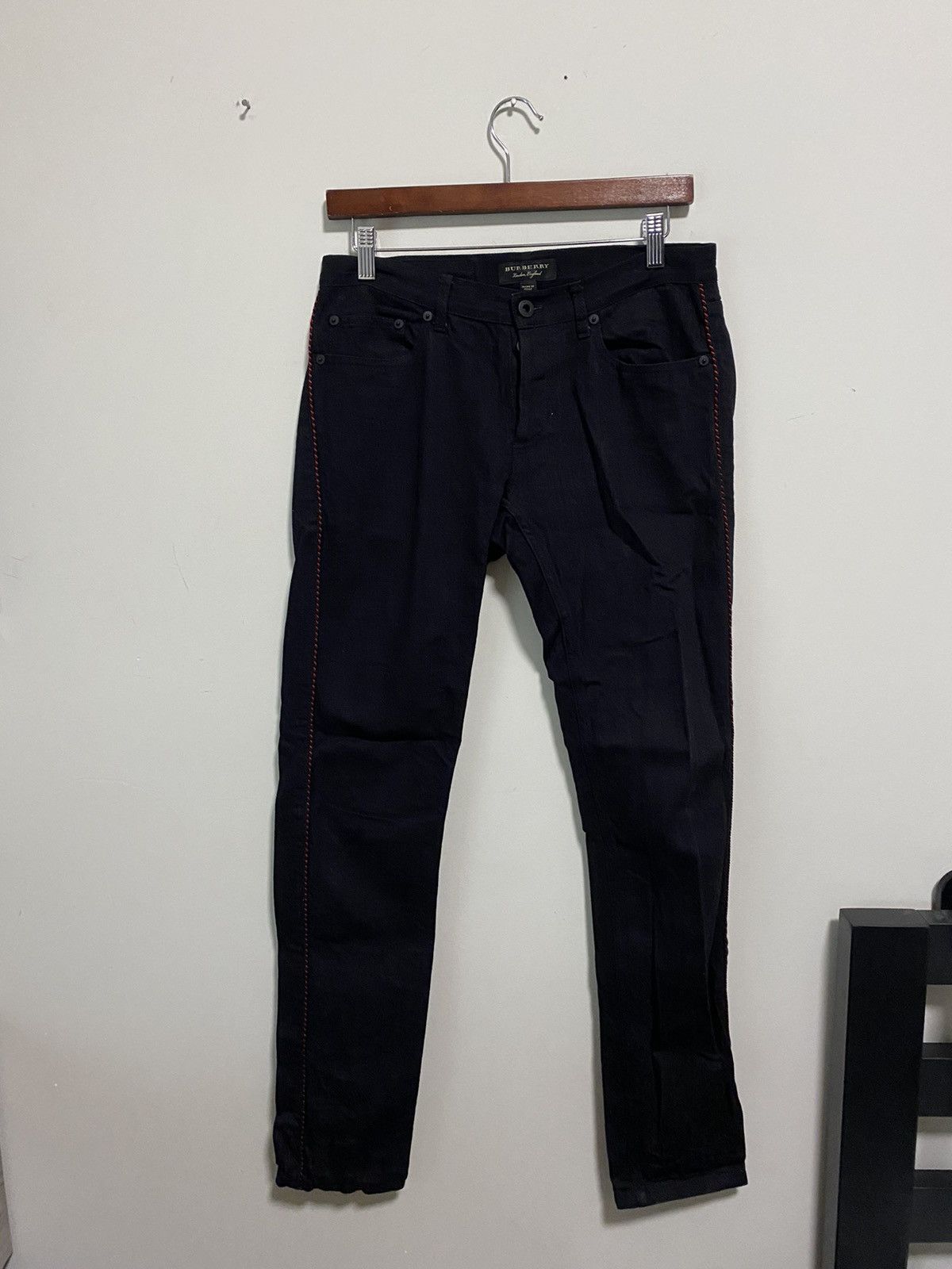 Burberry Red Side Track Striped Skinny Denim