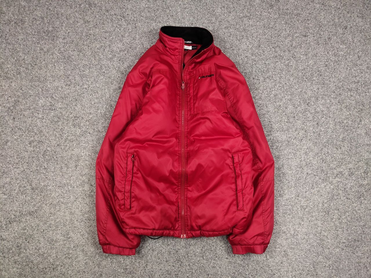 Vintage 90s Tommy Hilfiger Bright Red Fleece Lined Jacket