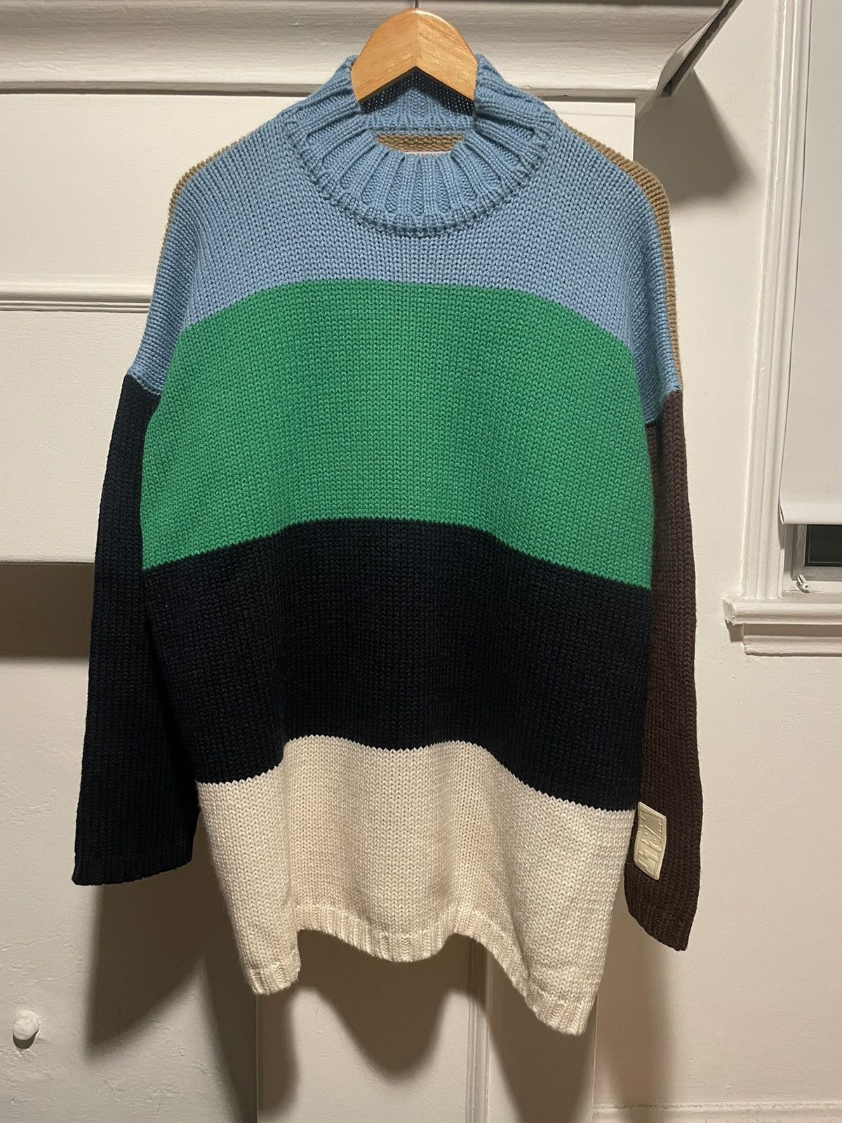 Image of W Lt Walter Van Beirendonck x Walter Van Beirendonck Aw1996 Oversized Color-Block Sweater (Size 2XL