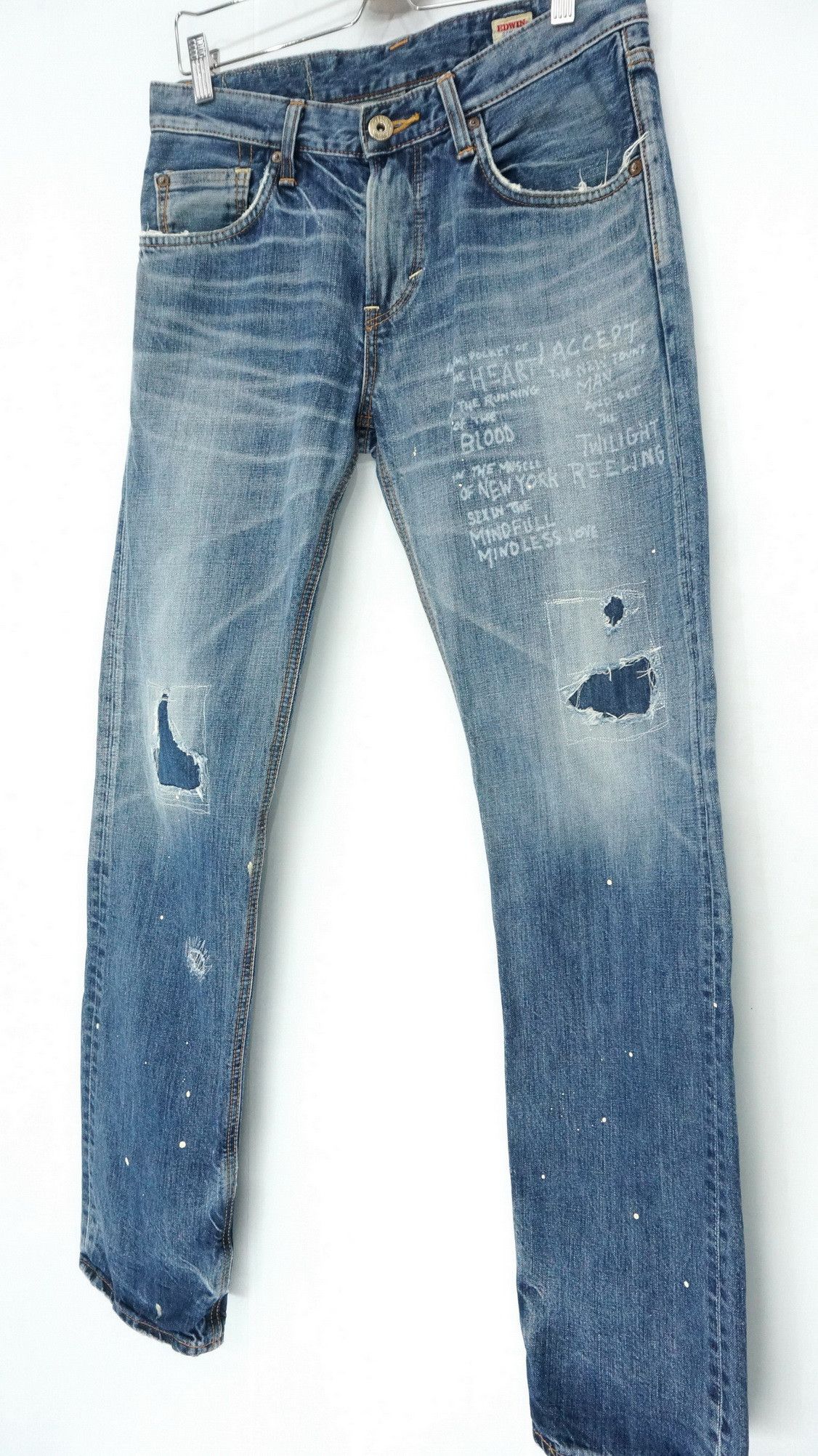 Edwin Rare! EDWIN 'Midnight Blues' Reworked Distressed Slim Jeans Size US 30 / EU 46 - 1 Thumbnail