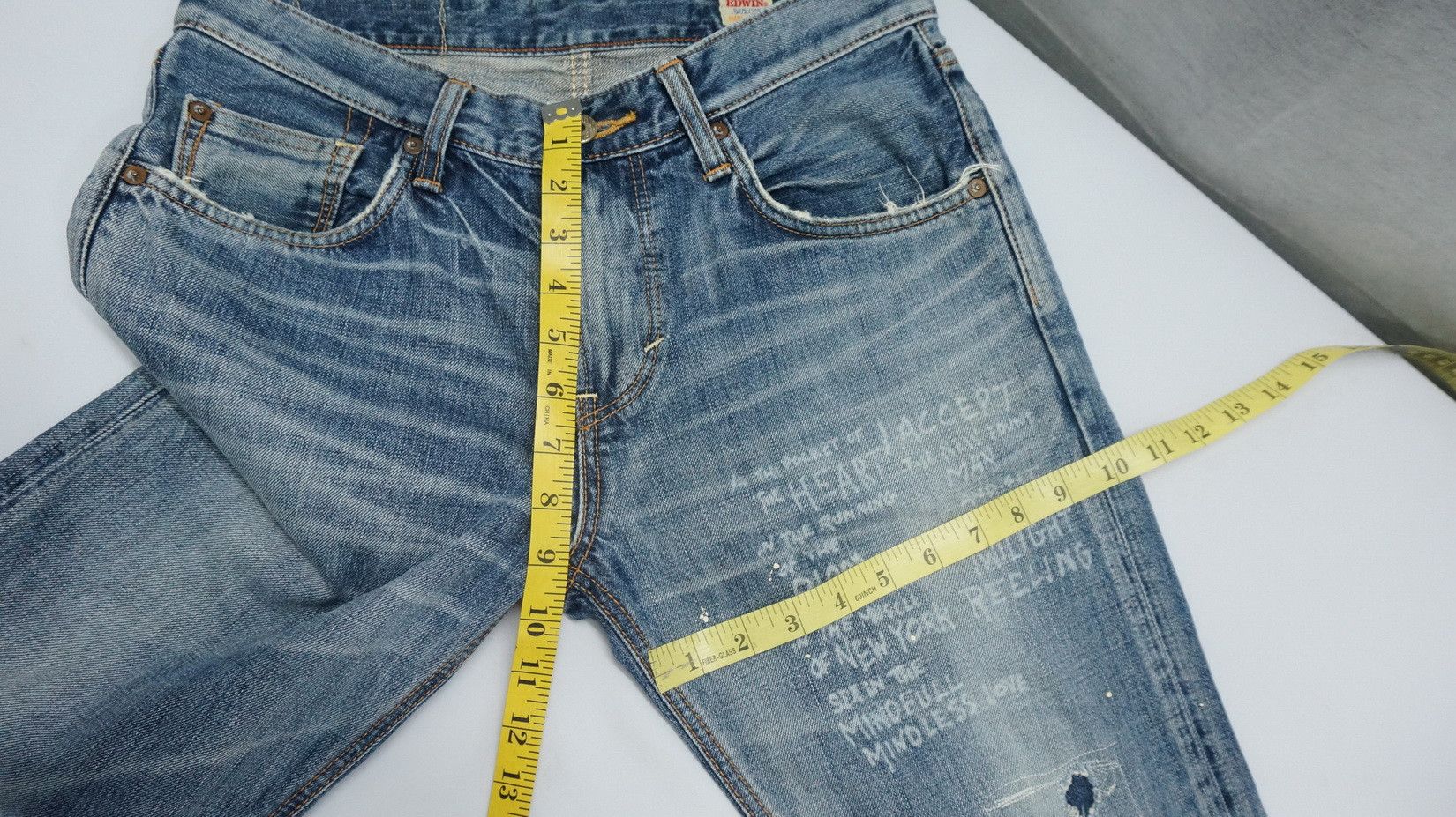 Edwin Rare! EDWIN 'Midnight Blues' Reworked Distressed Slim Jeans Size US 30 / EU 46 - 16 Thumbnail