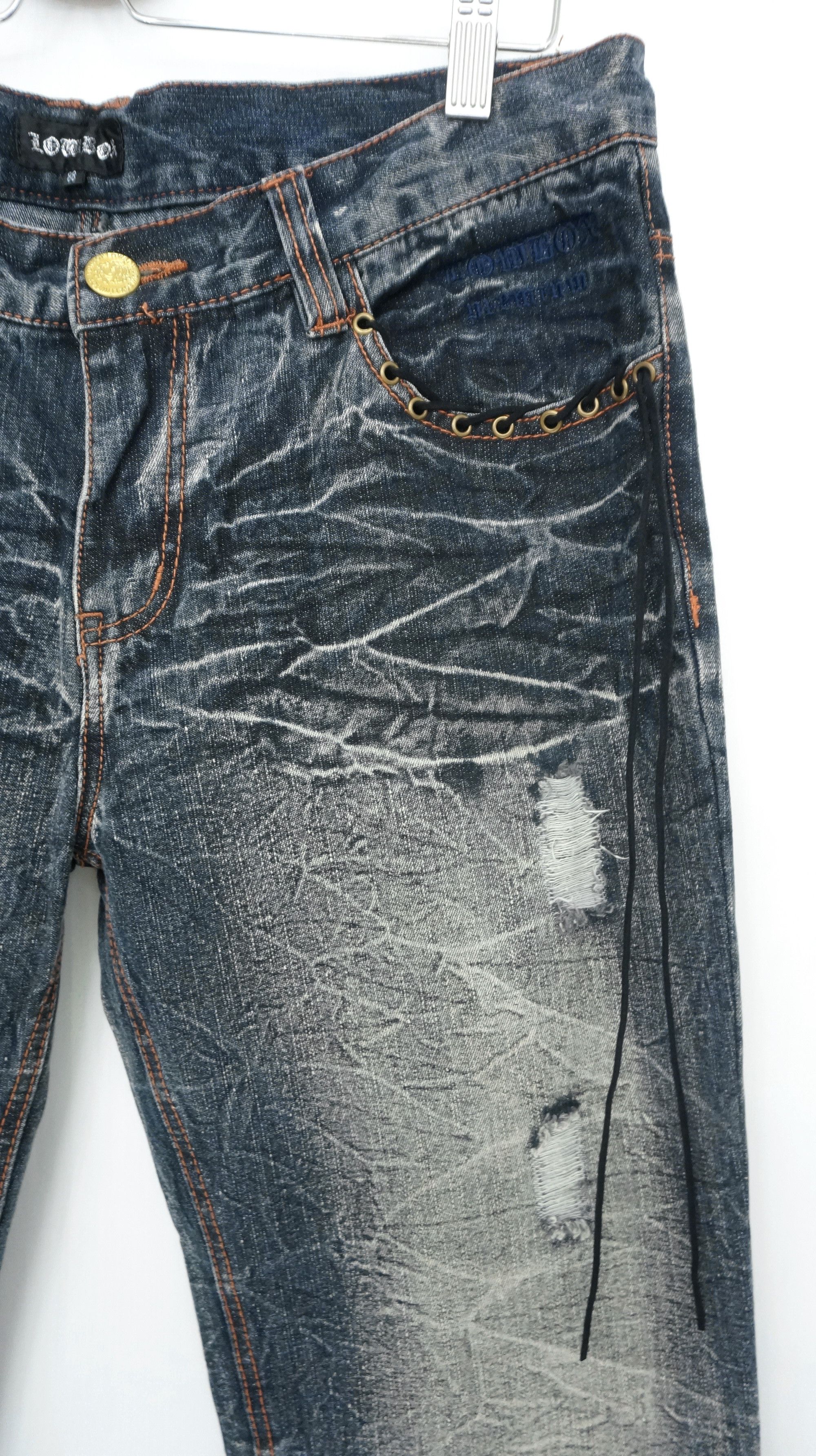 If Six Was Nine 💥 LOWBOX Vintage Flared Distressed Ripped Jeans Size US 34 / EU 50 - 6 Thumbnail