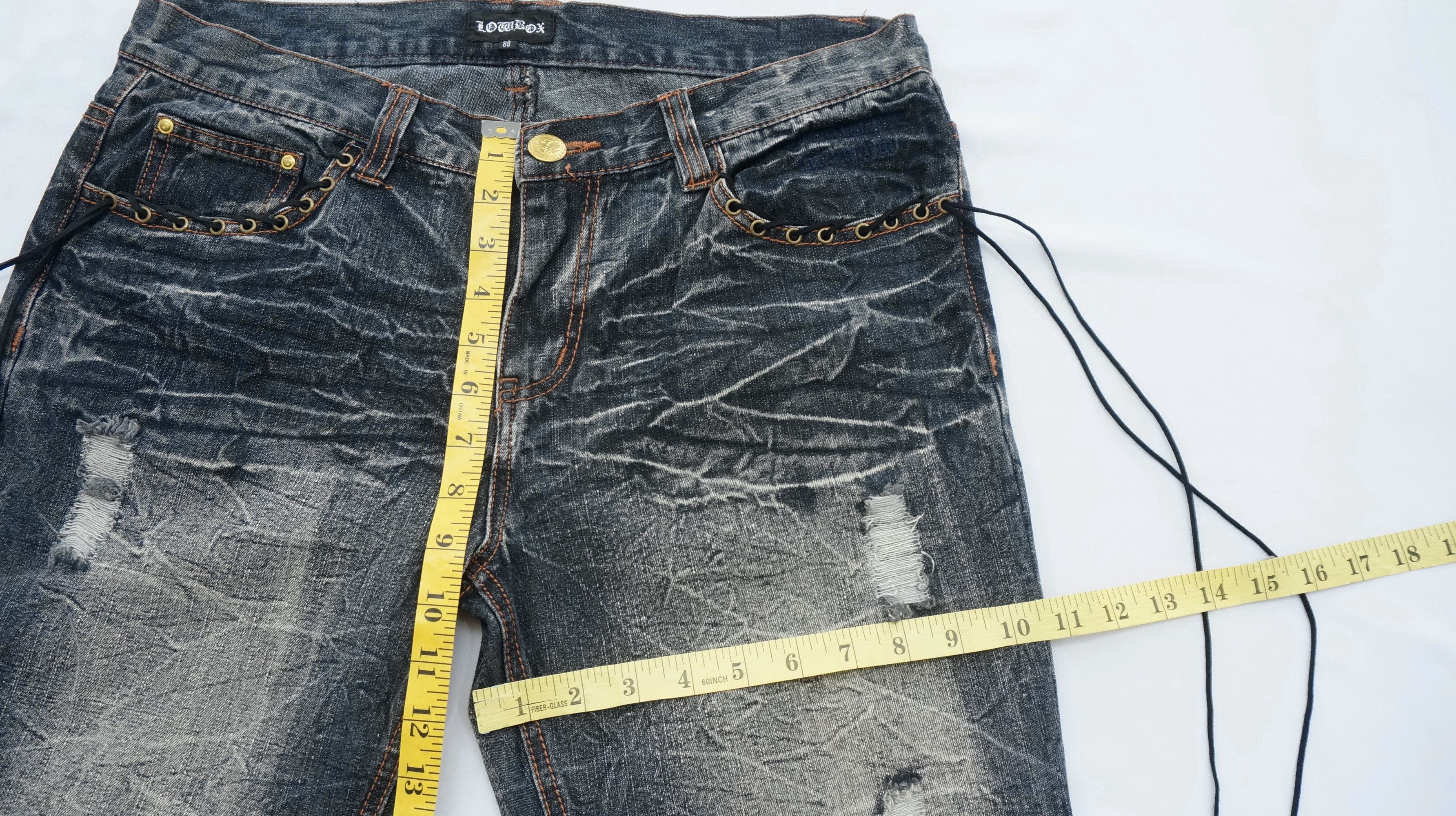 If Six Was Nine 💥 LOWBOX Vintage Flared Distressed Ripped Jeans Size US 34 / EU 50 - 13 Thumbnail