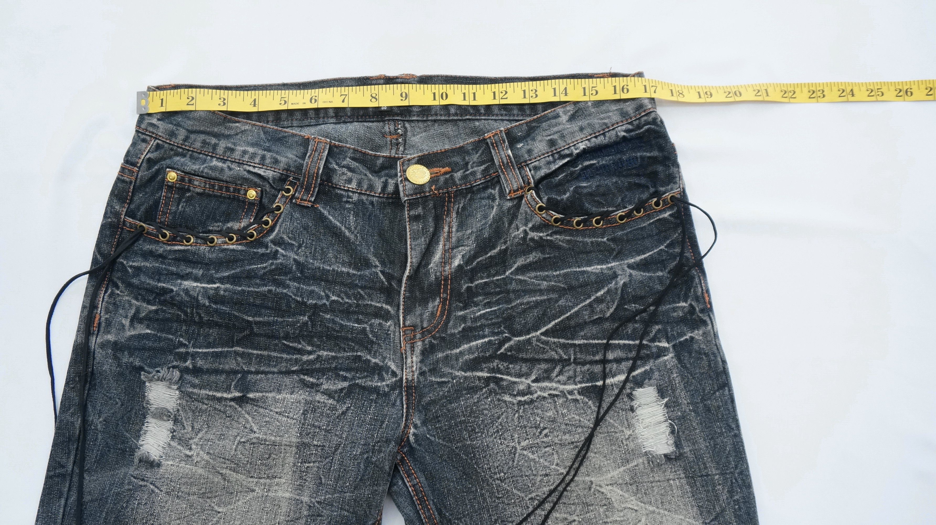 If Six Was Nine 💥 LOWBOX Vintage Flared Distressed Ripped Jeans Size US 34 / EU 50 - 12 Thumbnail