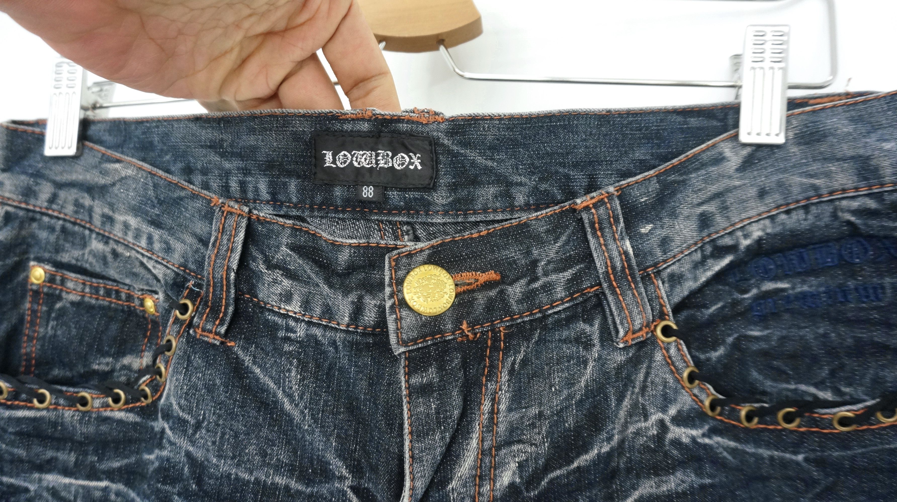 If Six Was Nine 💥 LOWBOX Vintage Flared Distressed Ripped Jeans Size US 34 / EU 50 - 4 Thumbnail