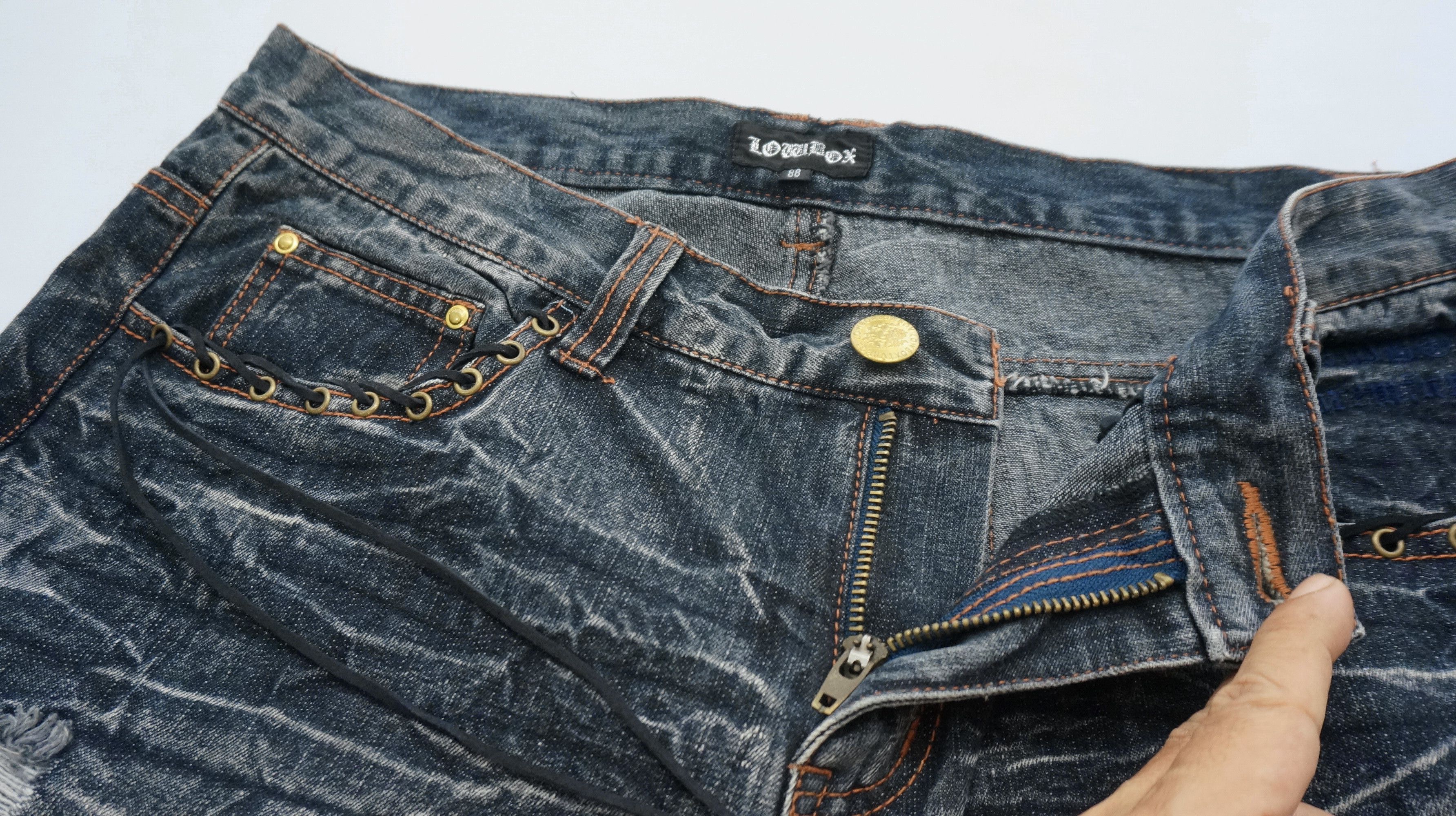 If Six Was Nine 💥 LOWBOX Vintage Flared Distressed Ripped Jeans Size US 34 / EU 50 - 17 Thumbnail