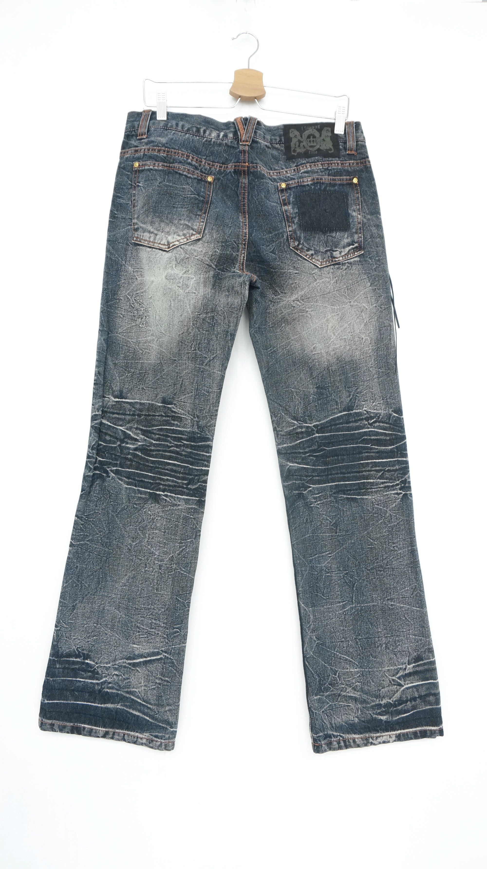 If Six Was Nine 💥 LOWBOX Vintage Flared Distressed Ripped Jeans Size US 34 / EU 50 - 3 Thumbnail