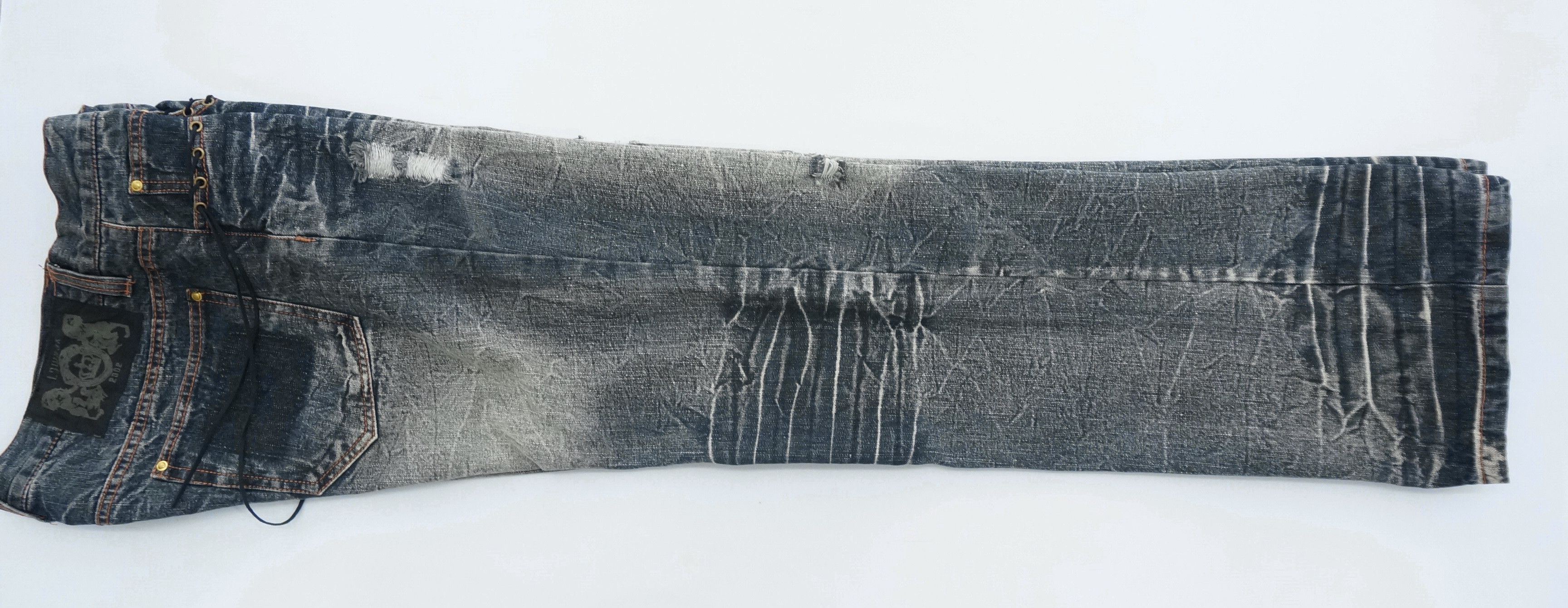 If Six Was Nine 💥 LOWBOX Vintage Flared Distressed Ripped Jeans Size US 34 / EU 50 - 10 Thumbnail