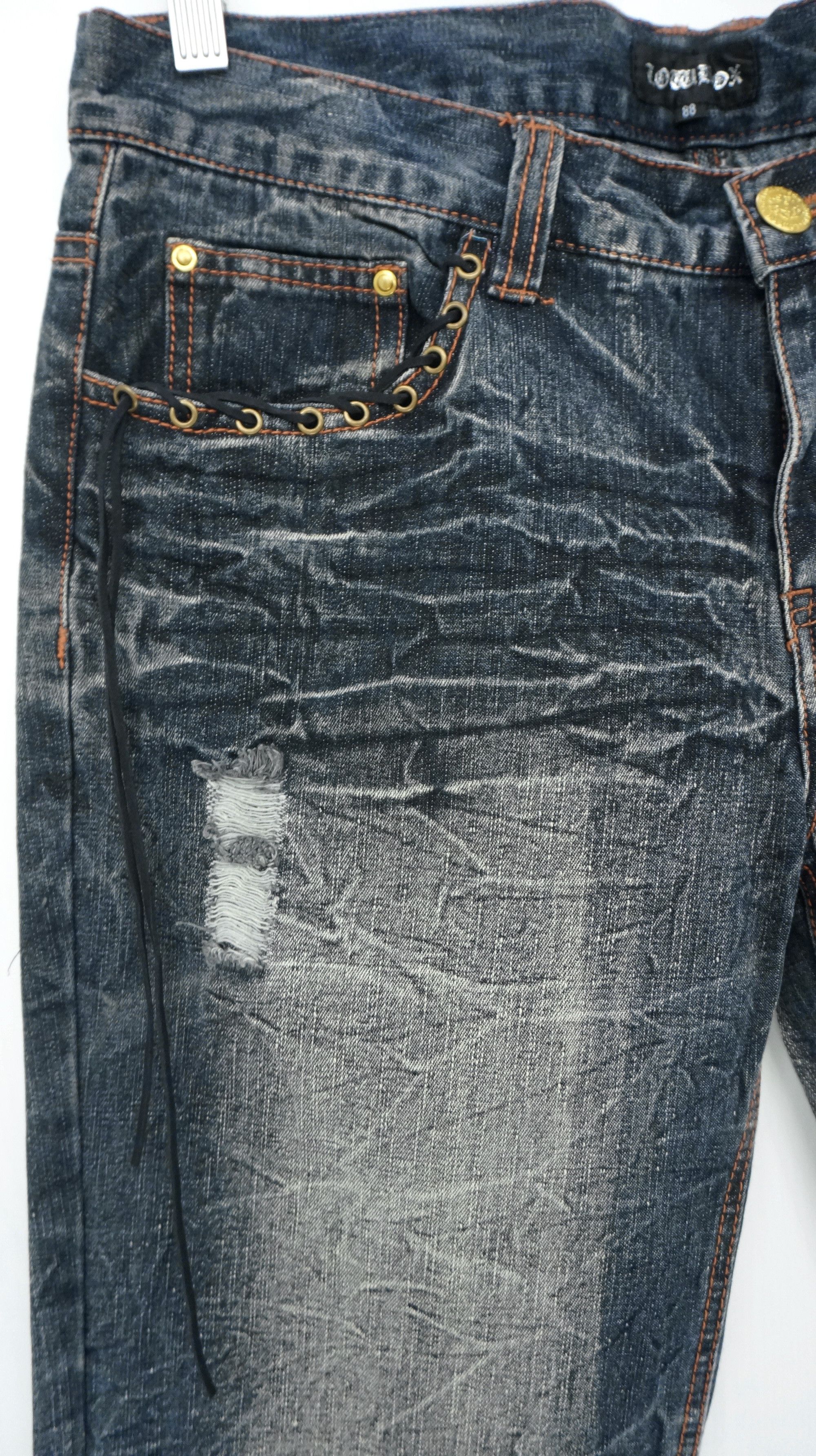 If Six Was Nine 💥 LOWBOX Vintage Flared Distressed Ripped Jeans Size US 34 / EU 50 - 5 Thumbnail