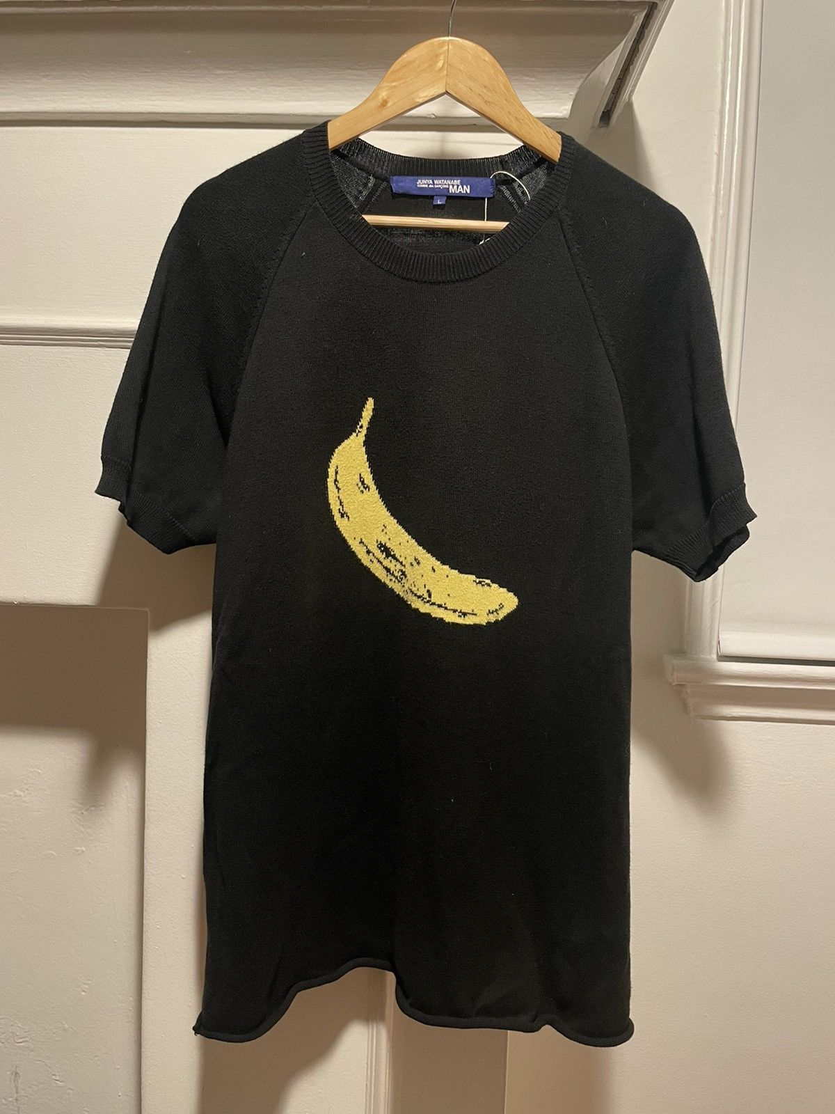 image of Junya Watanabe Ss2003 Andy Warhol Banana Sweater in Black, Men's (Size Large)