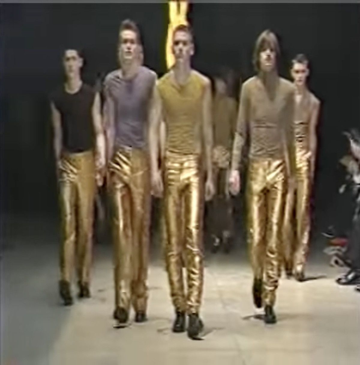 image of Aw2000 Hedi Slimane Era Gold Metal Pants, Men's (Size 32)