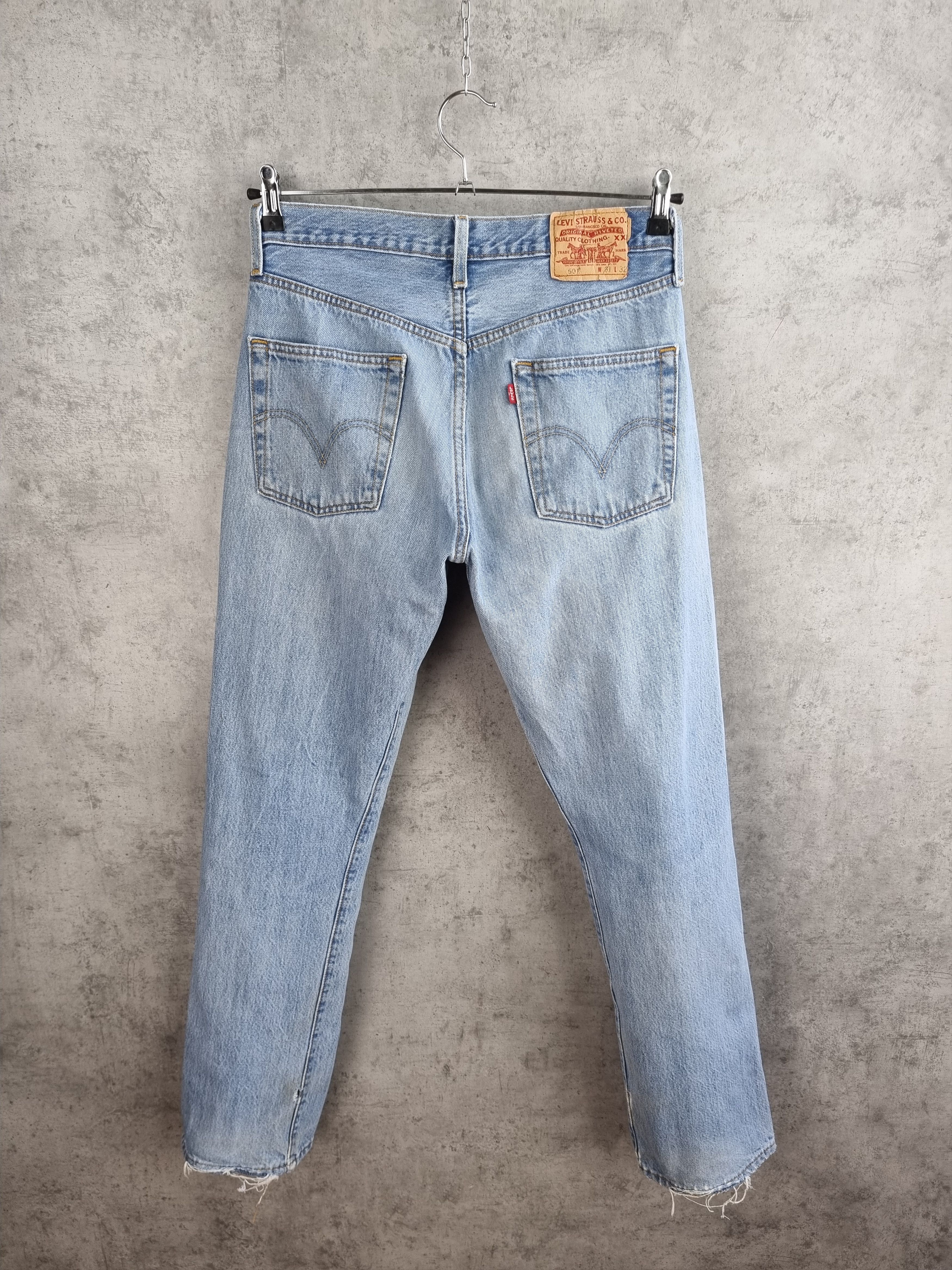 Levi's × Levi's Vintage Clothing × Vintage 90s Vintage Levi's 501 Blue Ripped Cowboy Jeans Size US 31 - 2 Thumbnail