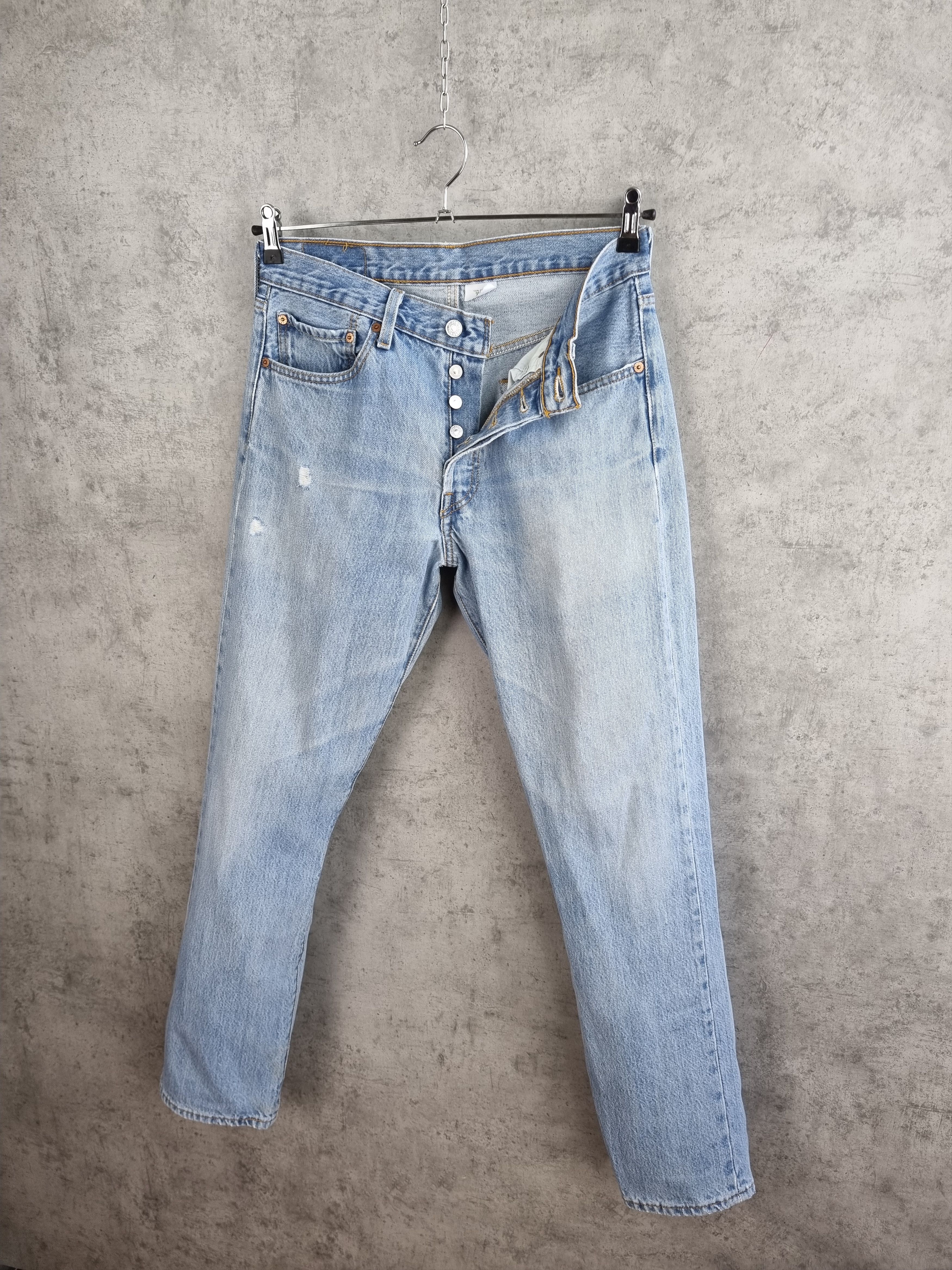 Levi's × Levi's Vintage Clothing × Vintage Levis 501 Distressed Ripped Blue Sky Denim Vintage Jeans Size US 31 - 16 Thumbnail