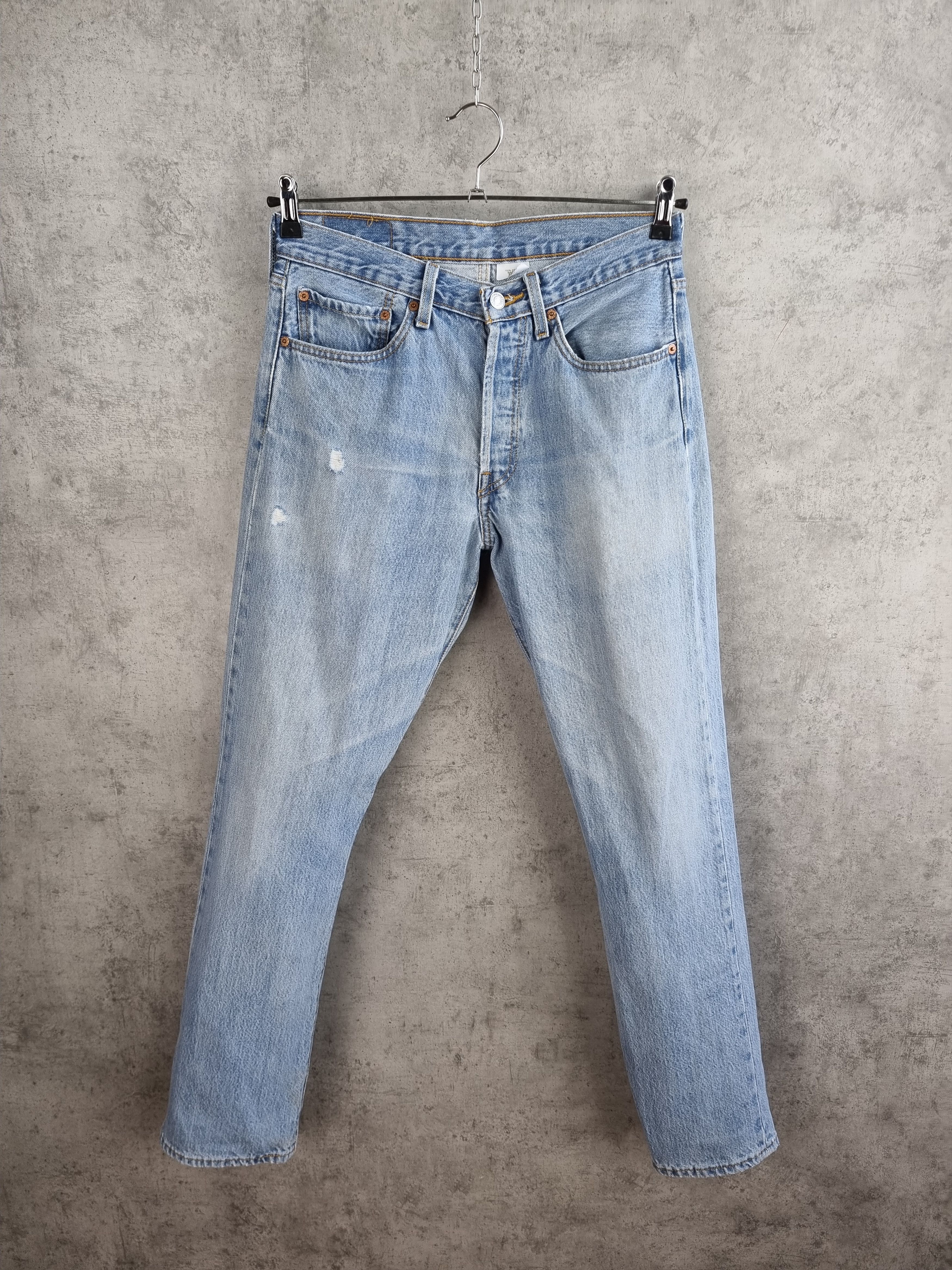 Levi's × Levi's Vintage Clothing × Vintage 90s Vintage Levi's 501 Blue Ripped Cowboy Jeans Size US 31 - 1 Thumbnail