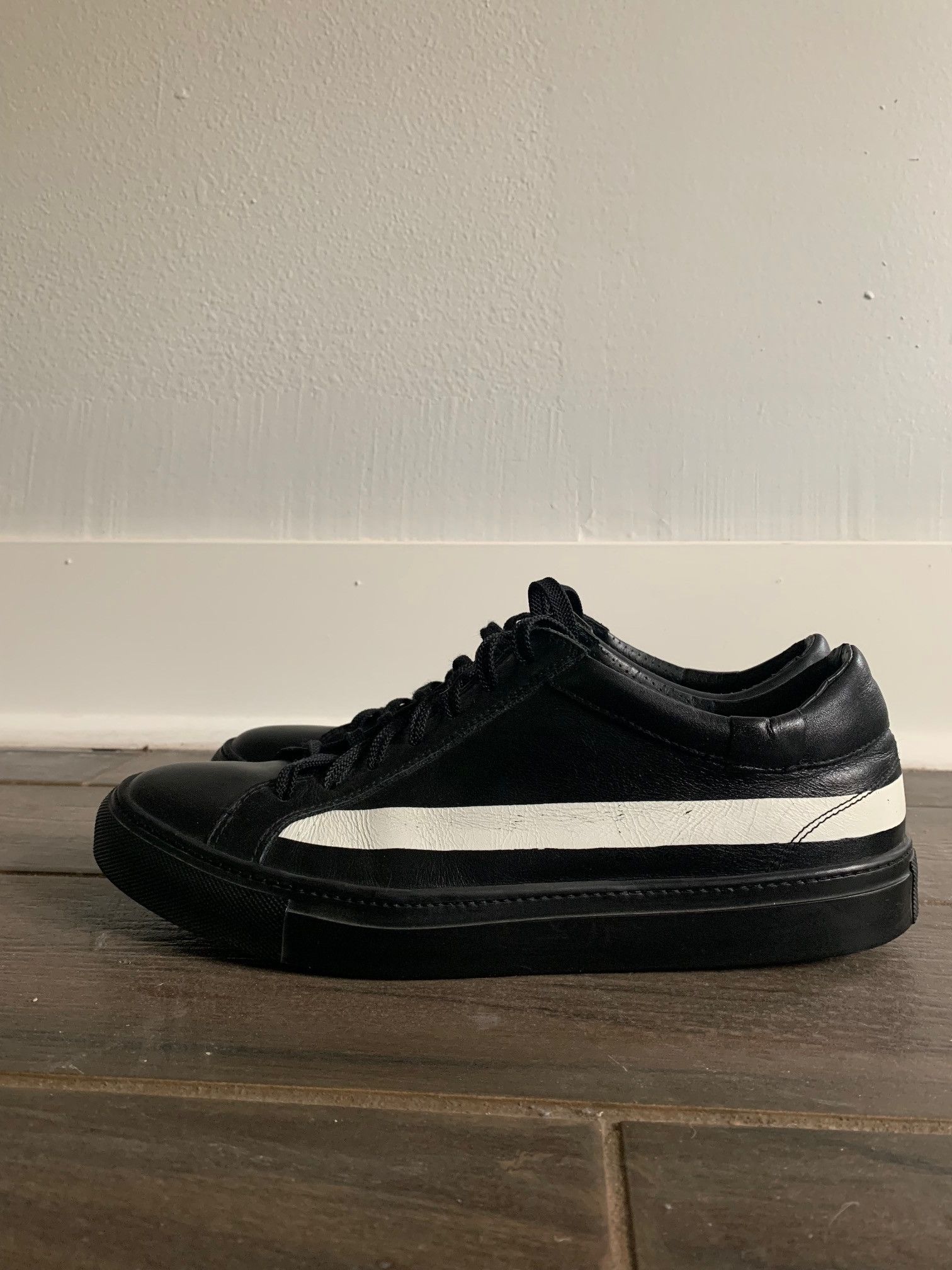 image of Comme Des Garcons x Erik Schedin Stripe Shoes in Black, Men's (Size 10)