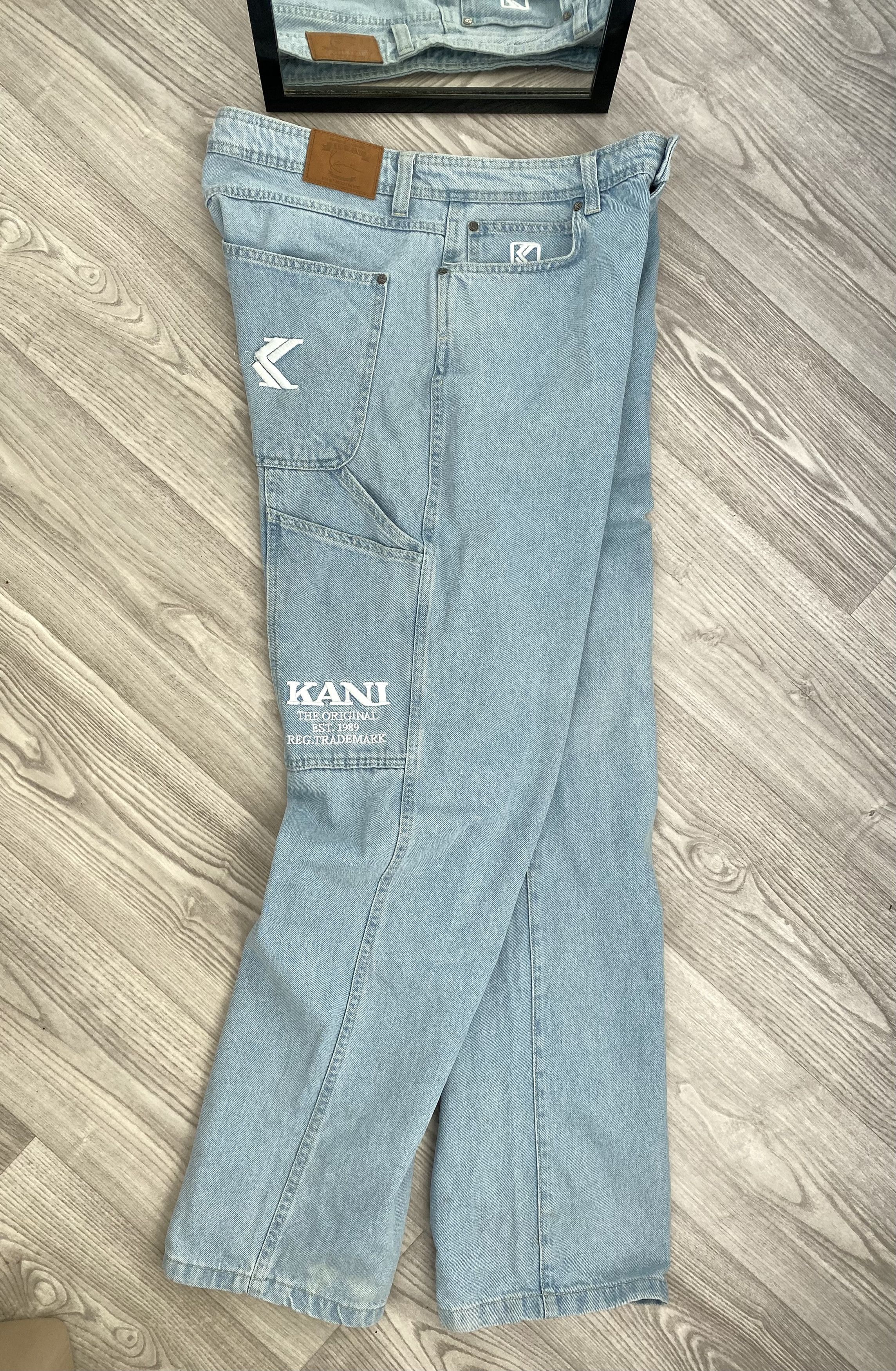 image of Karl Kani Multipocket Baggy Cargo Pants Jeans in Blue, Men's (Size 34)