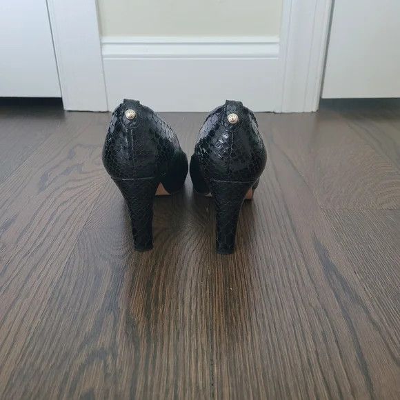 Stuart Weitzman Logoplainfield Patent Leather Snake Peep-Toe Pump Party Work Size US 6.5 / IT 36.5 - 4 Thumbnail