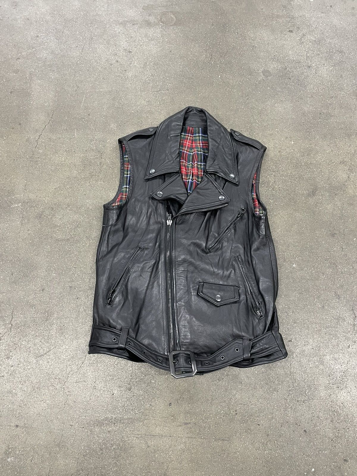 image of Military x Number N Ine Number (N)Ine Ss05 Cow Leather Vest in Black, Men's (Size Small)