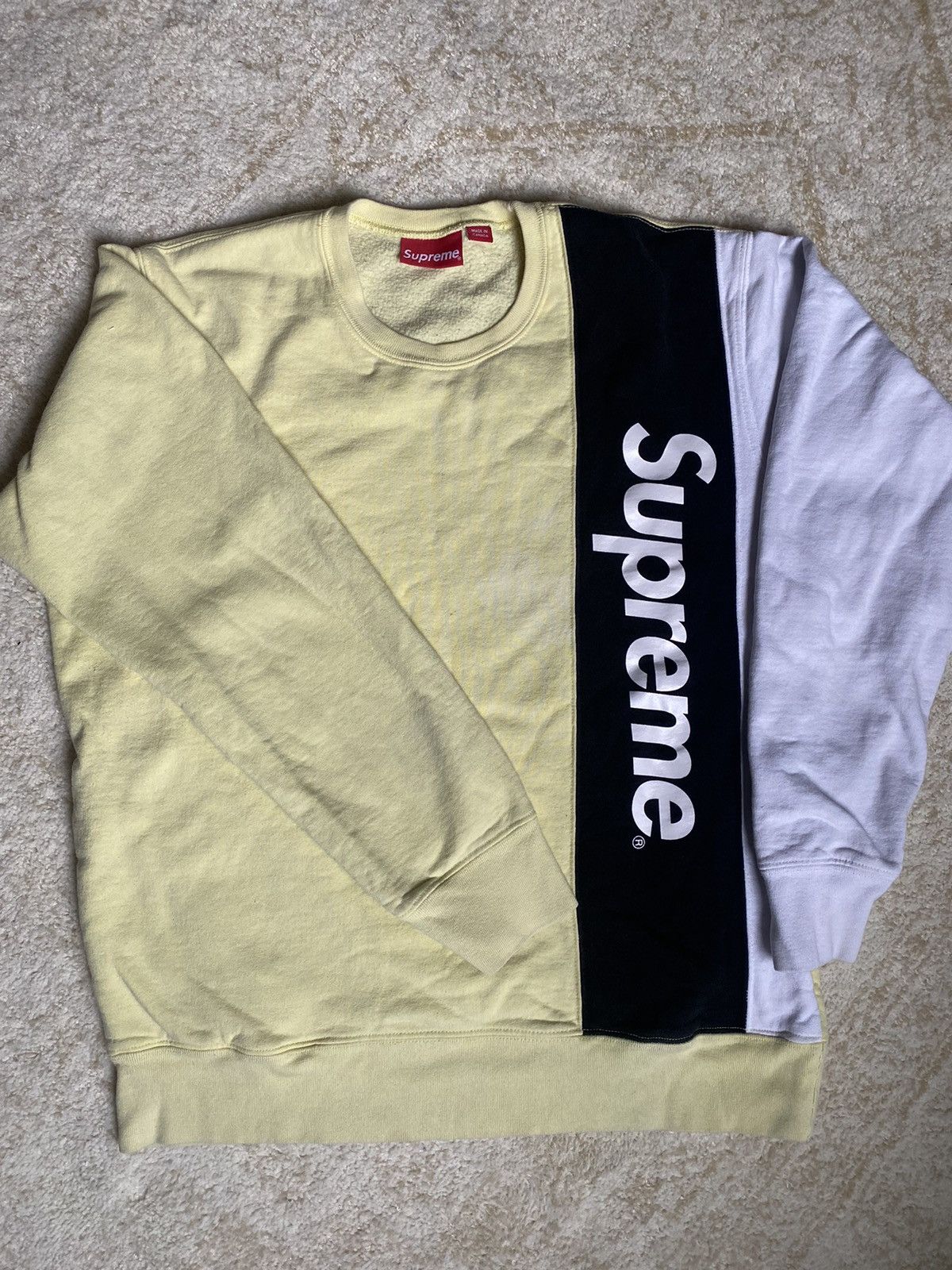 Supreme Supreme Panelled Crewneck Pale Yellow Size US L / EU 52-54 / 3 - 2 Thumbnail