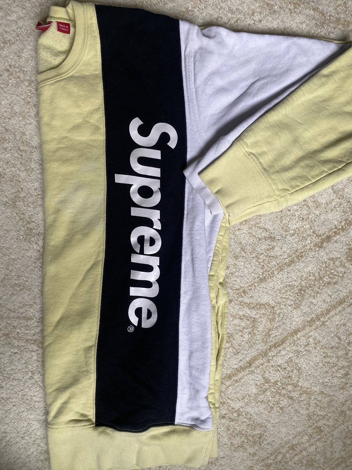 Supreme Supreme Panelled Crewneck Pale Yellow Size US L / EU 52-54 / 3 - 1 Thumbnail