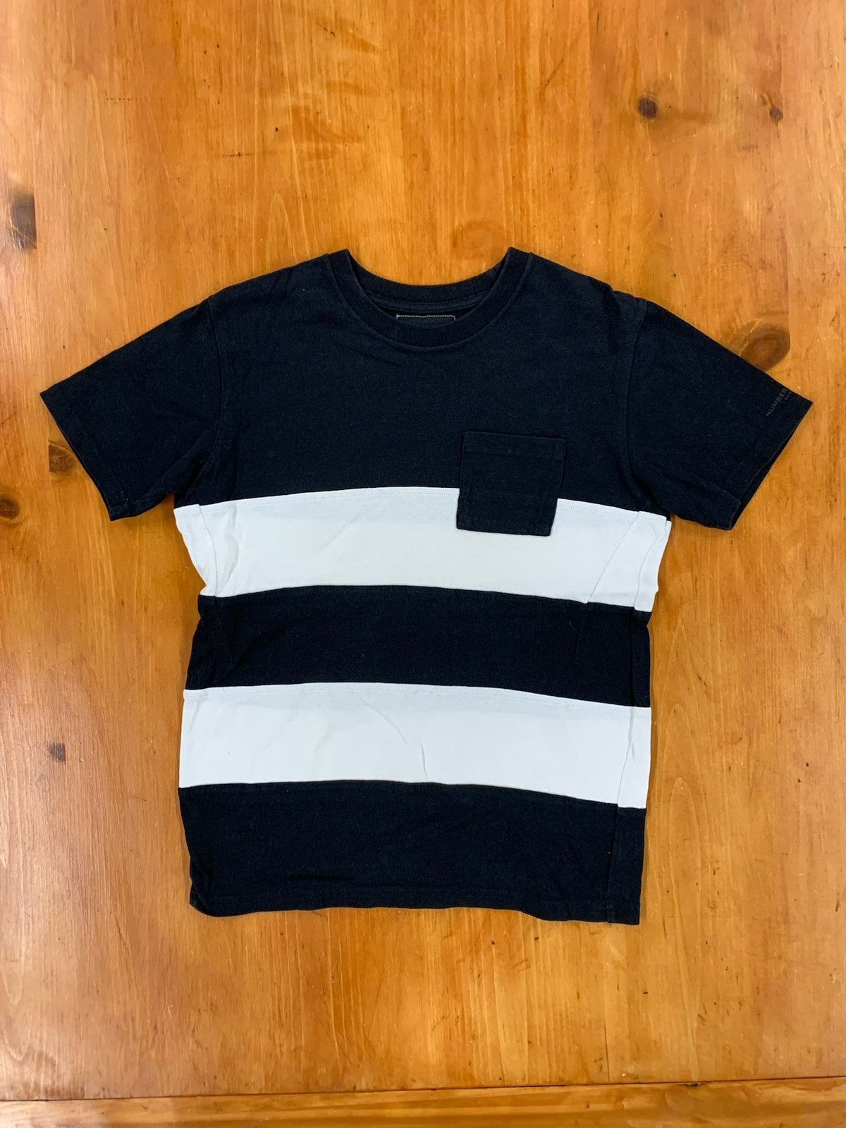 image of Number N Ine x Takahiromiyashita The Soloist Number (N)Ine Black And White Striped Shirt (Size Smal
