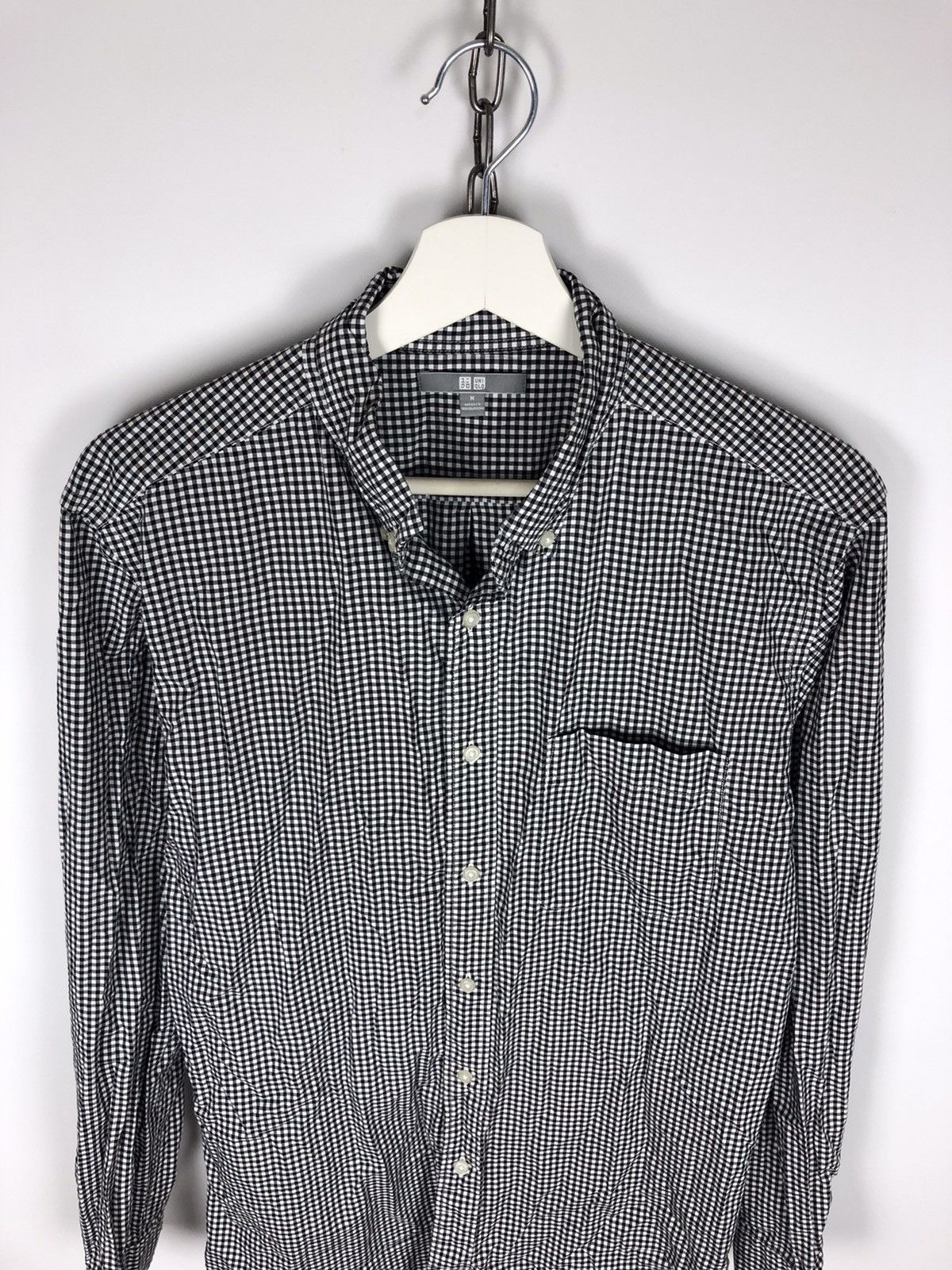 Uniqlo Uniqlo UNQ Black/White Check Shirt Button Up size M Size US M / EU 48-50 / 2 - 2 Thumbnail