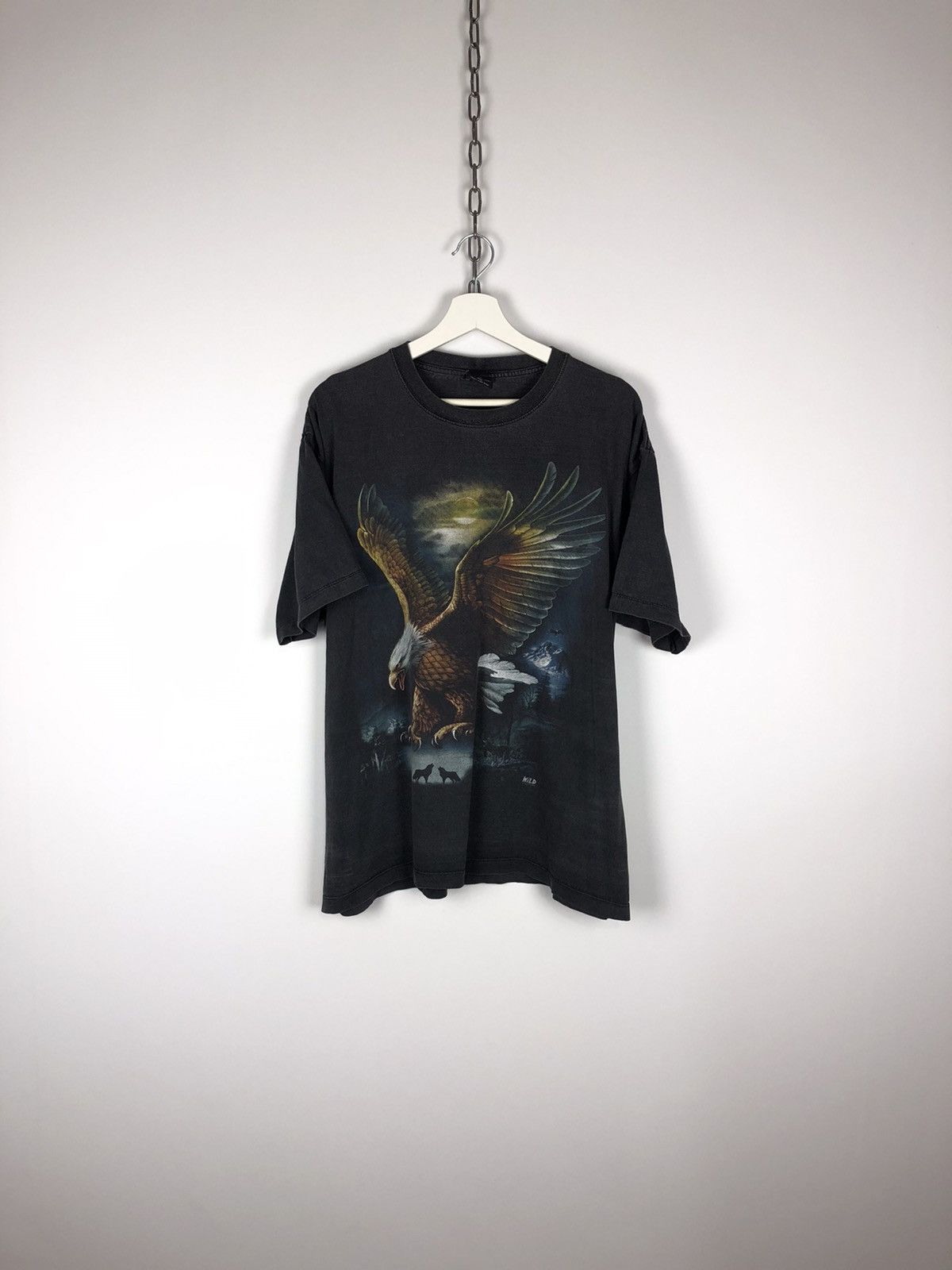 Japanese Brand Vintage WILD Grey Eagle T-Shirt Nature Print Tee size XL Size US XL / EU 56 / 4 - 1 Thumbnail