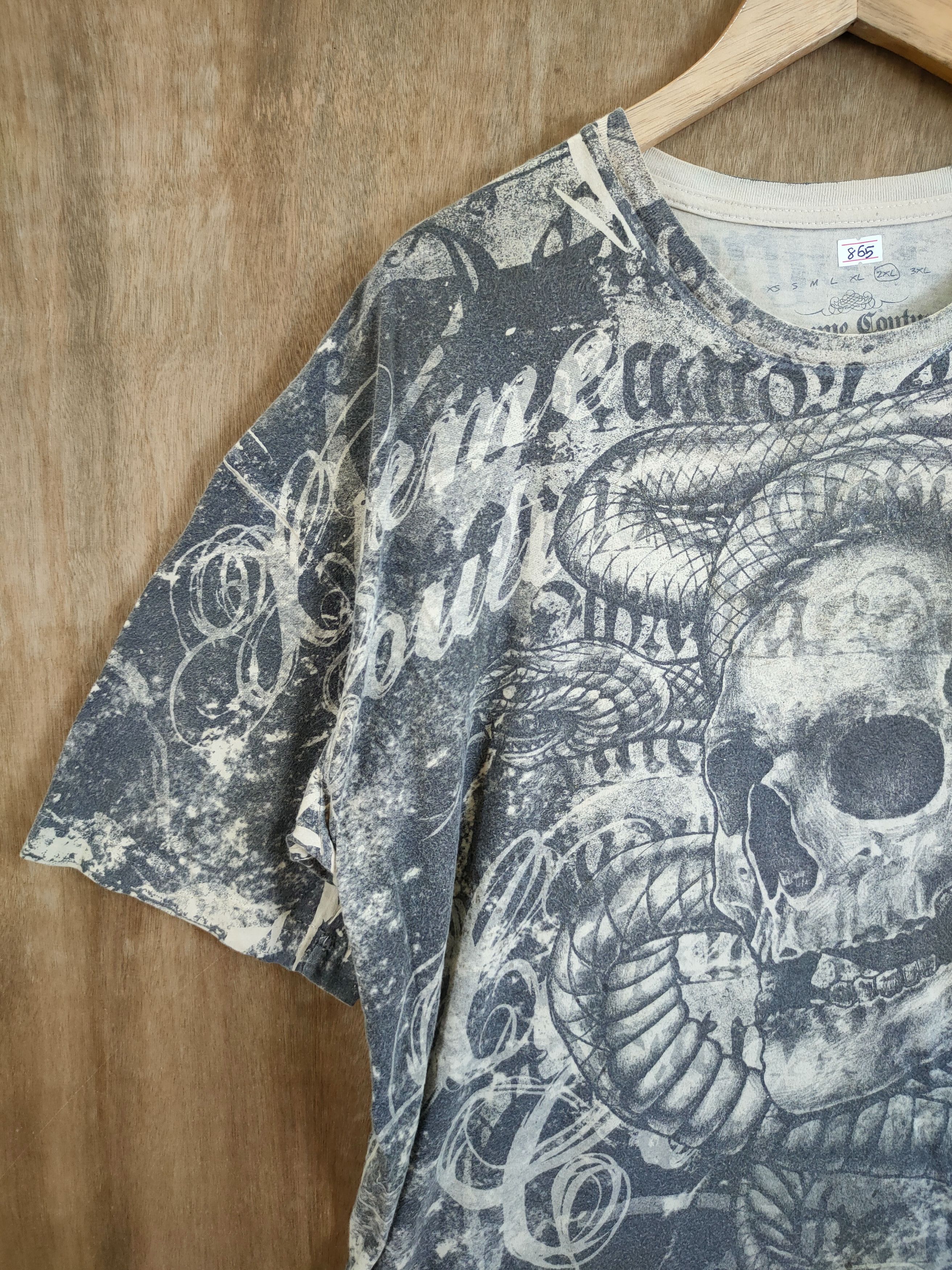 Japanese Brand DLL skull fullprint punk seditionaries tee #865 Size US XXL / EU 58 / 5 - 2 Thumbnail
