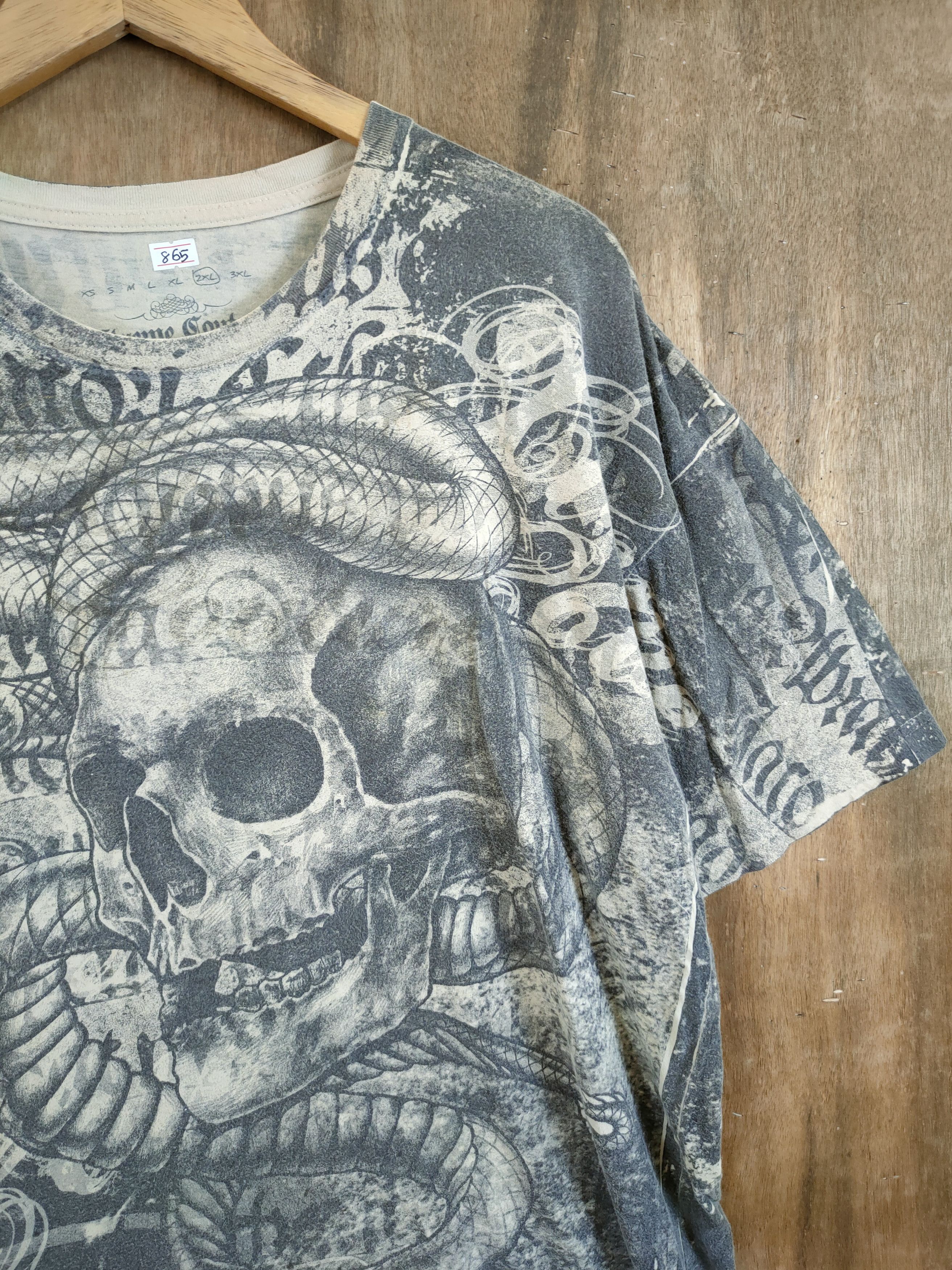 Japanese Brand DLL skull fullprint punk seditionaries tee #865 Size US XXL / EU 58 / 5 - 3 Thumbnail