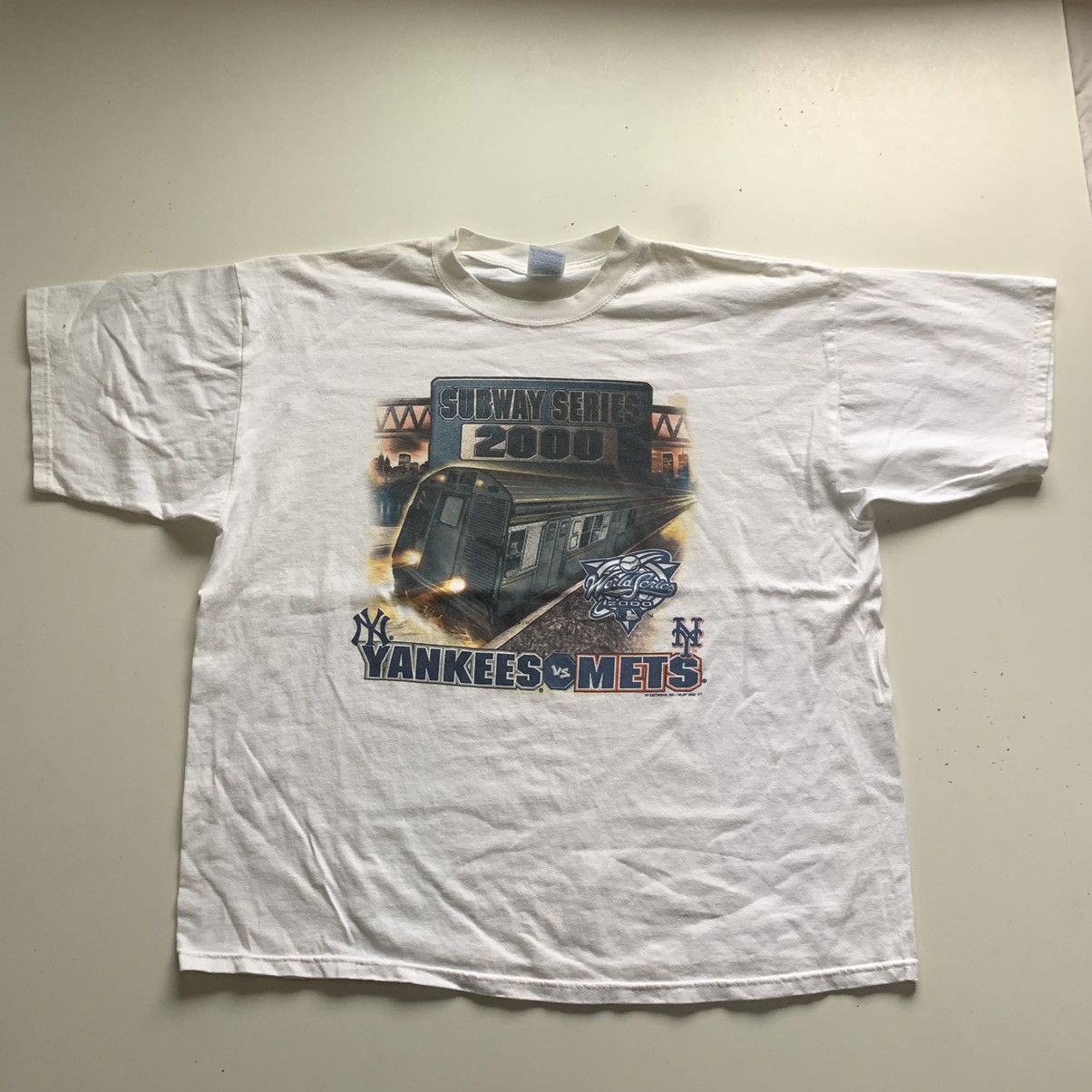 image of Vintage 2000 Yankees Vs Mets Subway Series Mlb T Shirt in White, Men's (Size 2XL)