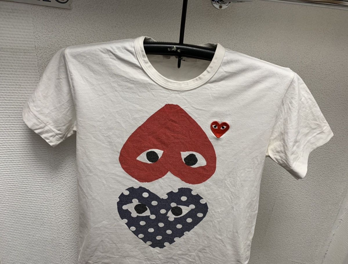 CDG by Comme des Garcons Comme des garçons Play double logo t-shirt M sz Size US M / EU 48-50 / 2 - 2 Thumbnail