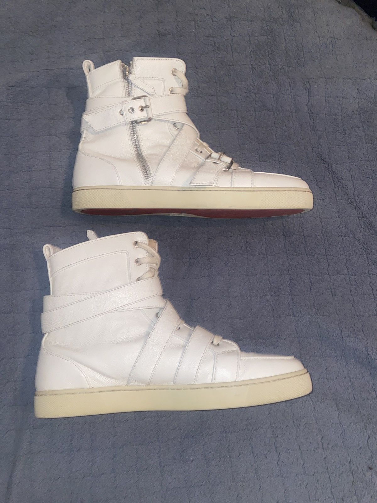 Christian louboutin straps white red bottoms size 12 45