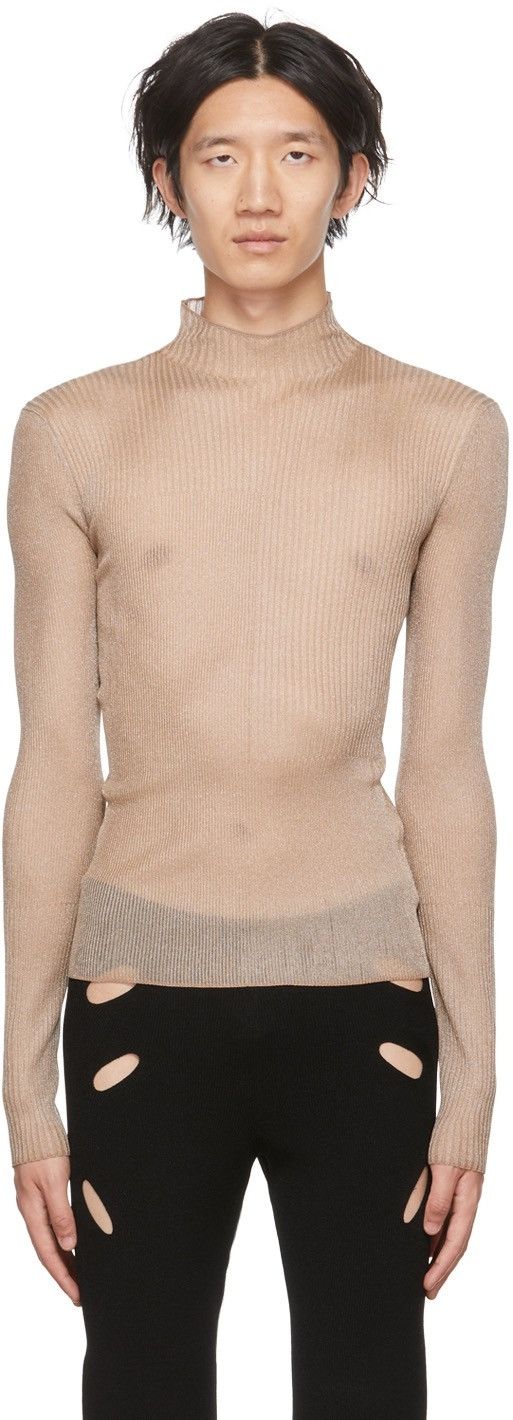 image of Dion Lee White Sheer Nylon Sweater, Men's (Size Small)