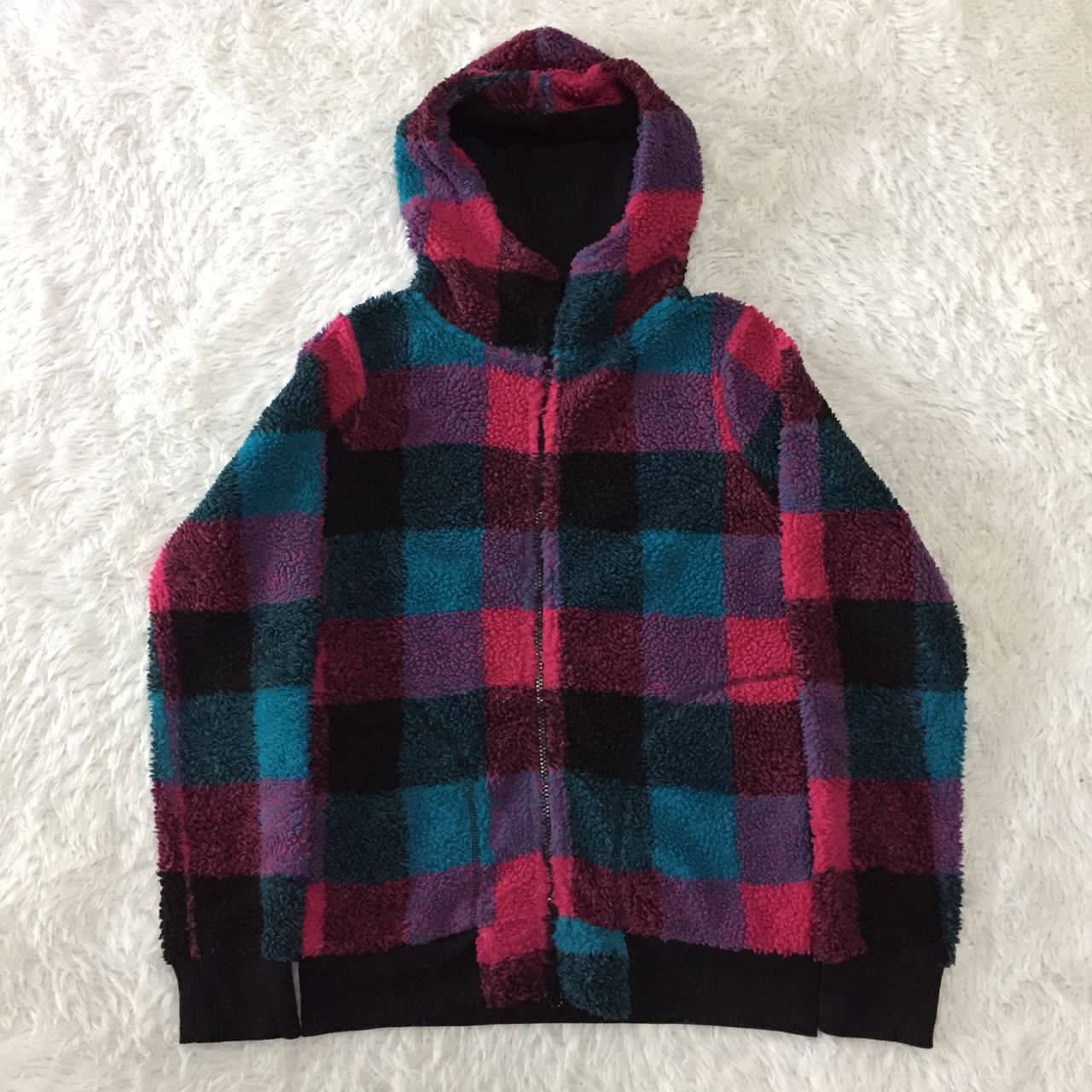 Japanese Brand Rare design colourfull deep pile hooded jacket Size US S / EU 44-46 / 1 - 2 Thumbnail