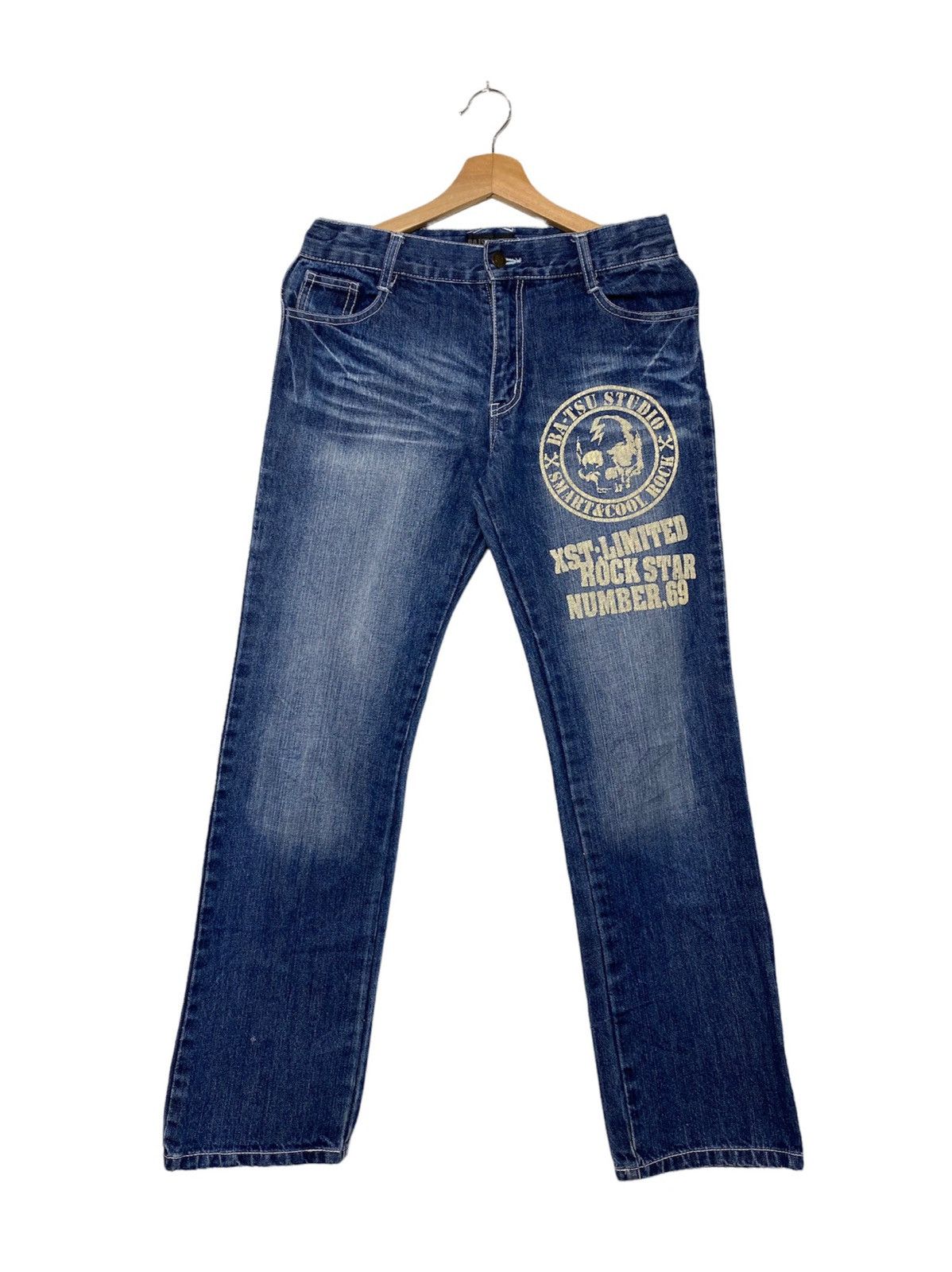Japanese Brand Vintage Batsu Studio Skulls Denim Size US 30 / EU 46 - 1 Thumbnail